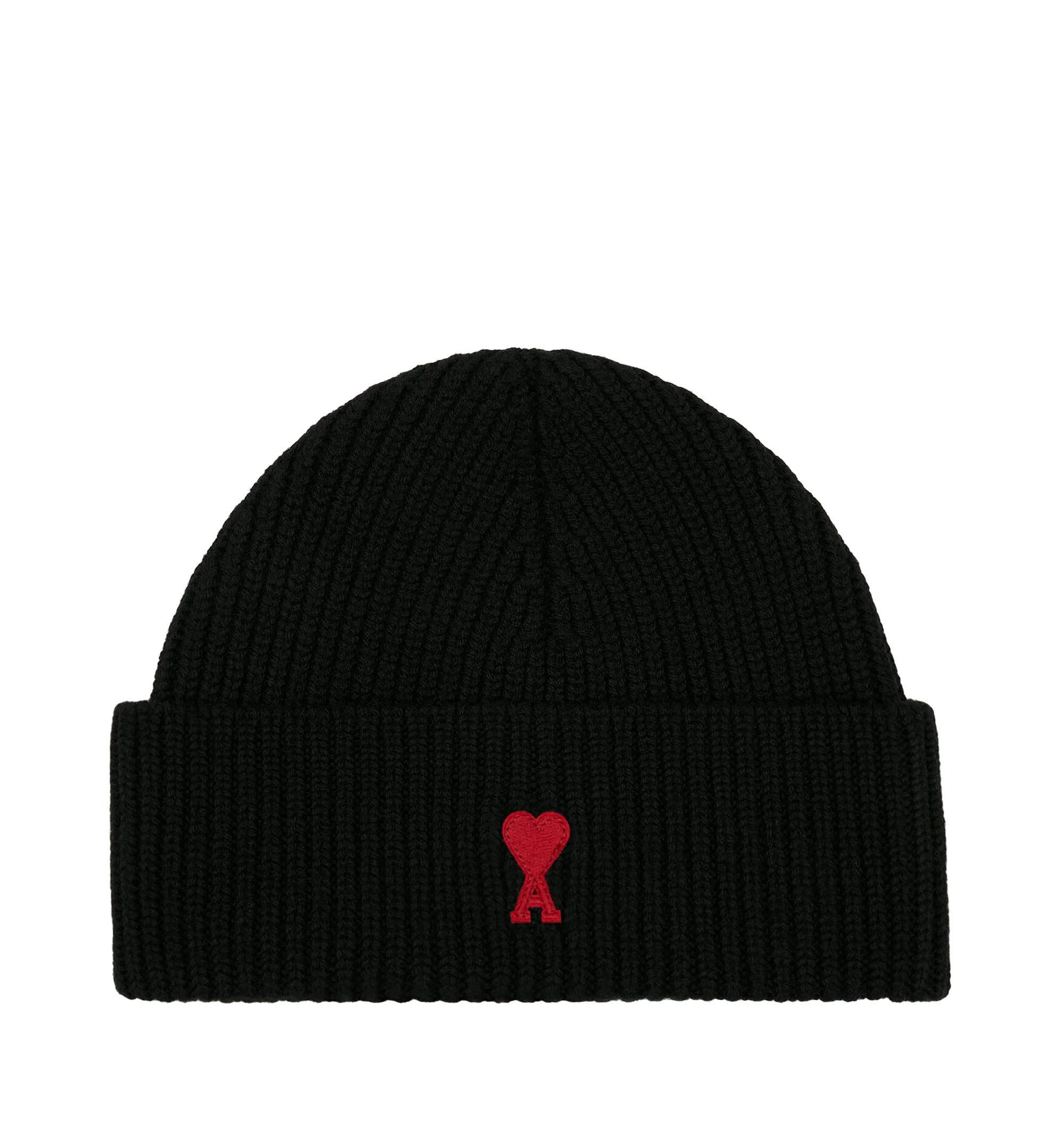 Black Wool Beanie With Ami De Coeur