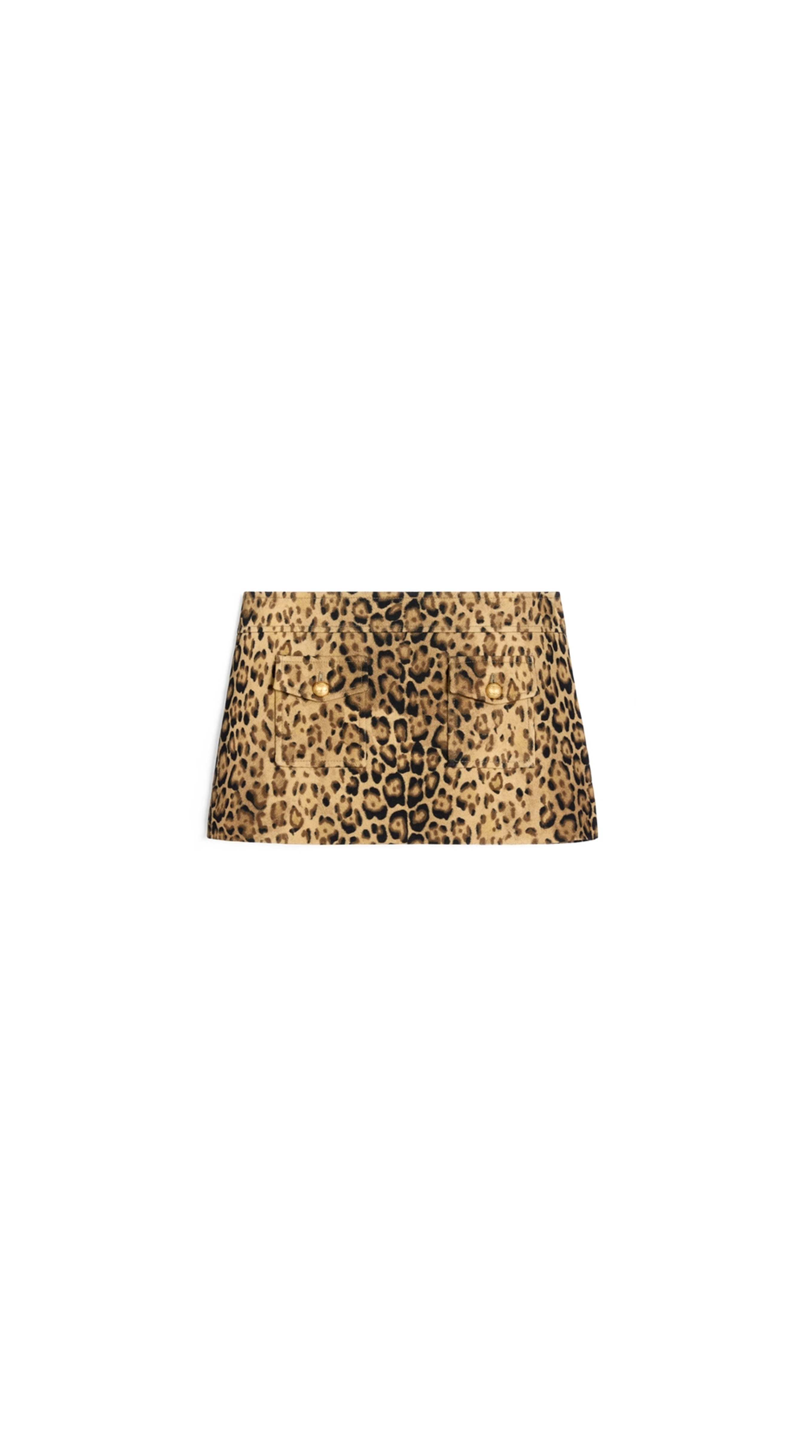 Bandeau Mini Skirt In Double Wool - Leopard