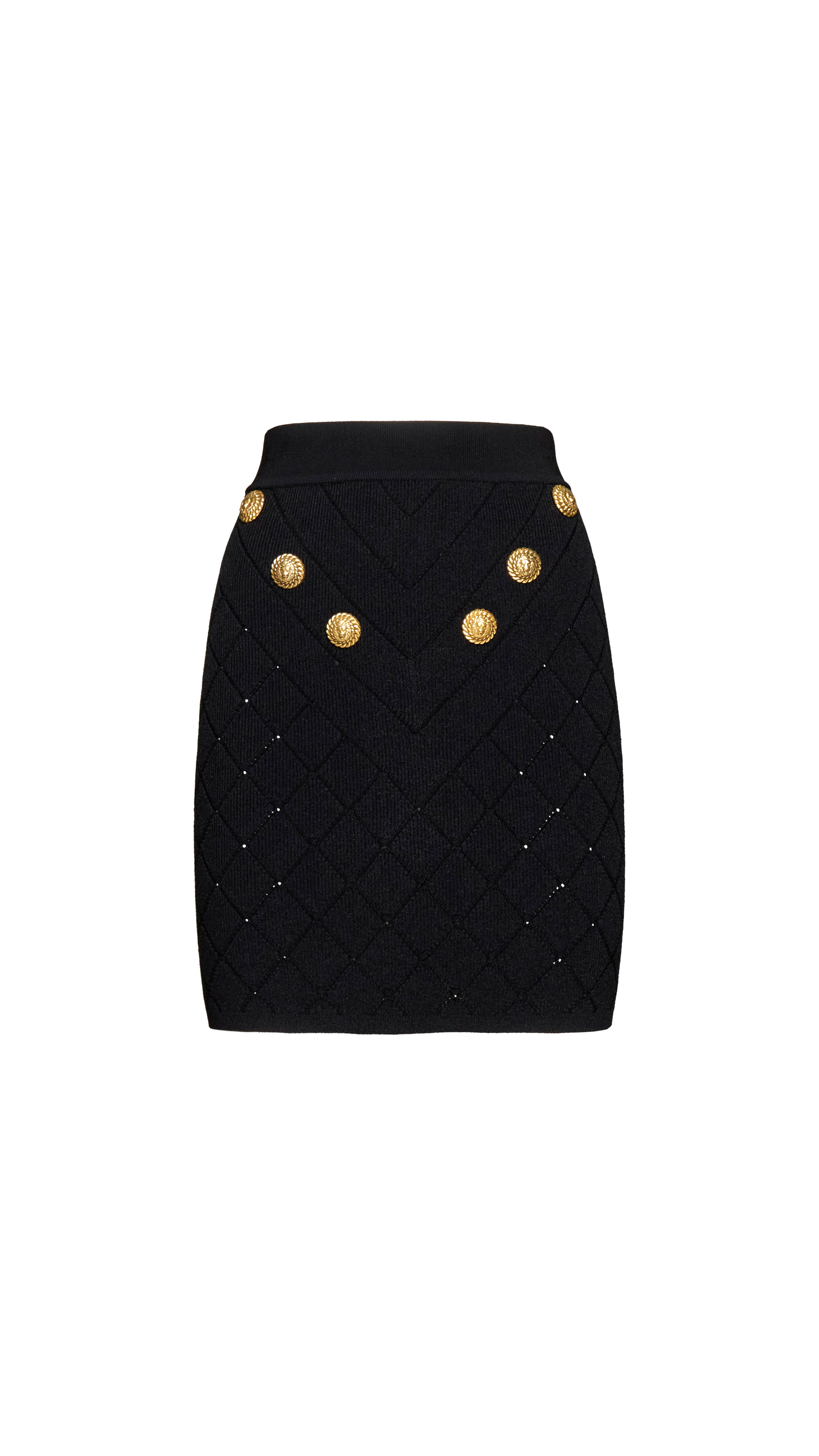 6 Button Knit Skirt - Black