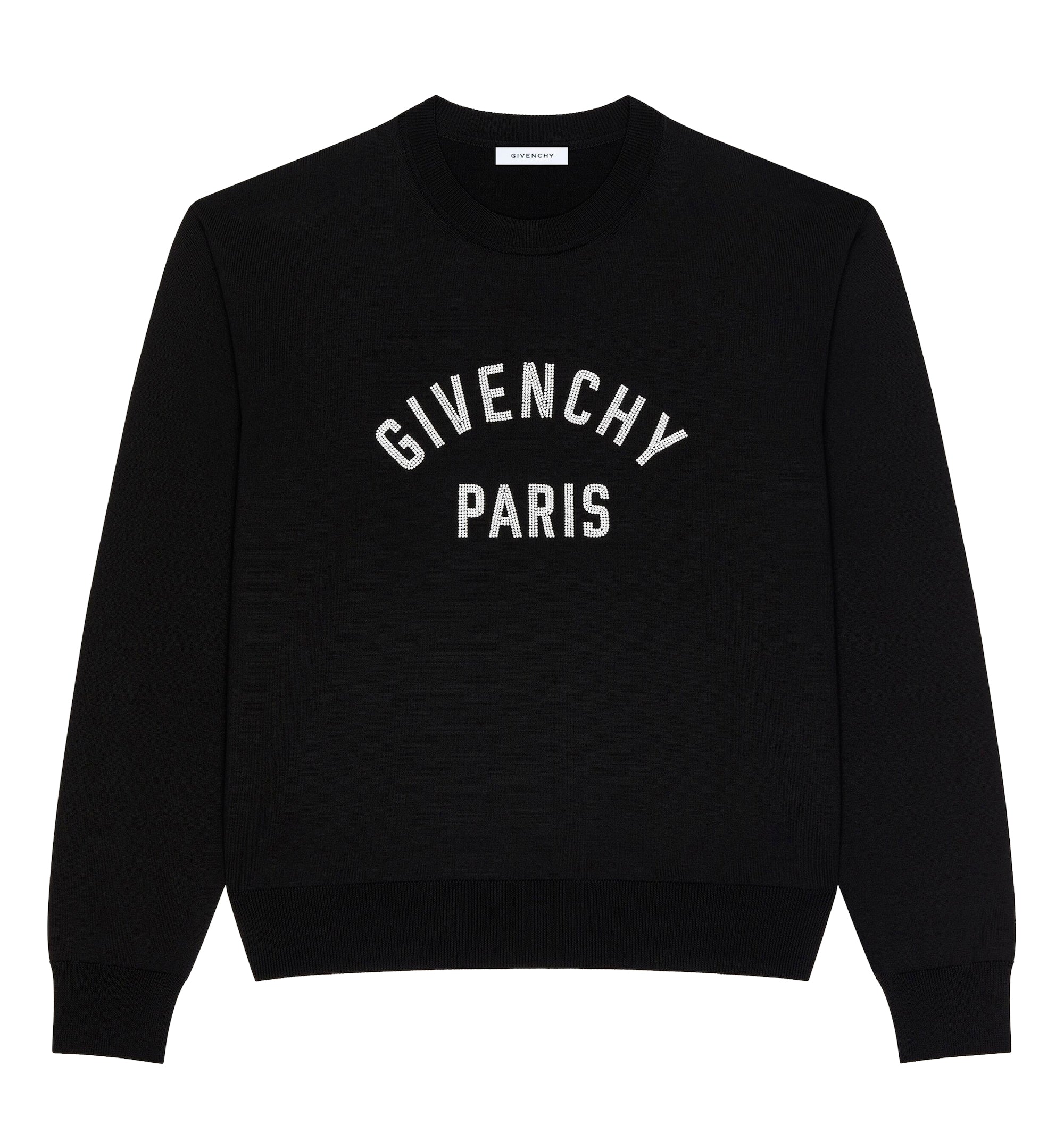 Sweater in knit with Givenchy Paris pearl embroidery