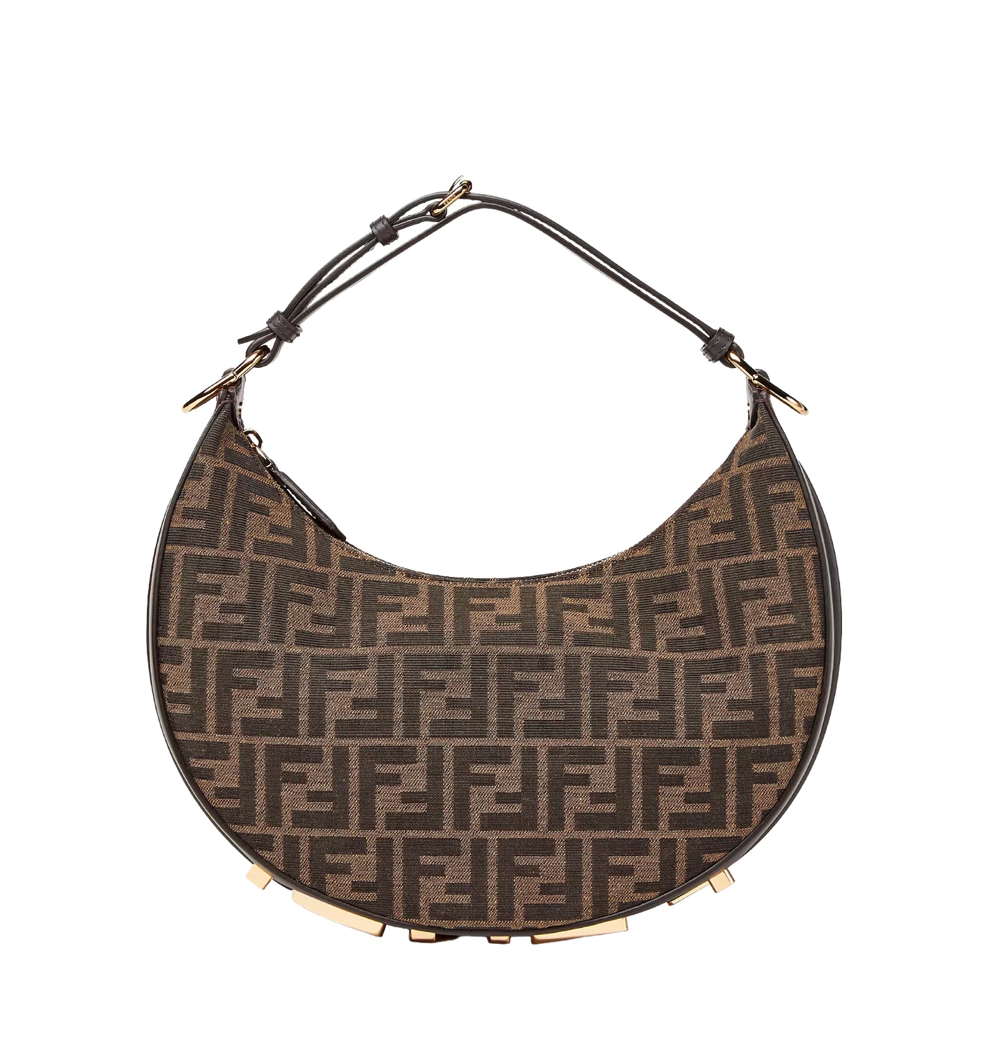 Brown FF jacquard fabric bag