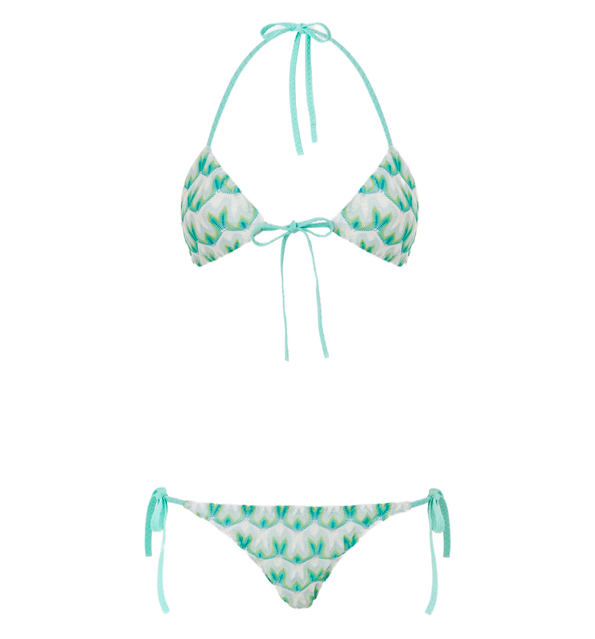 Triangle bikini in viscose with floral motif
