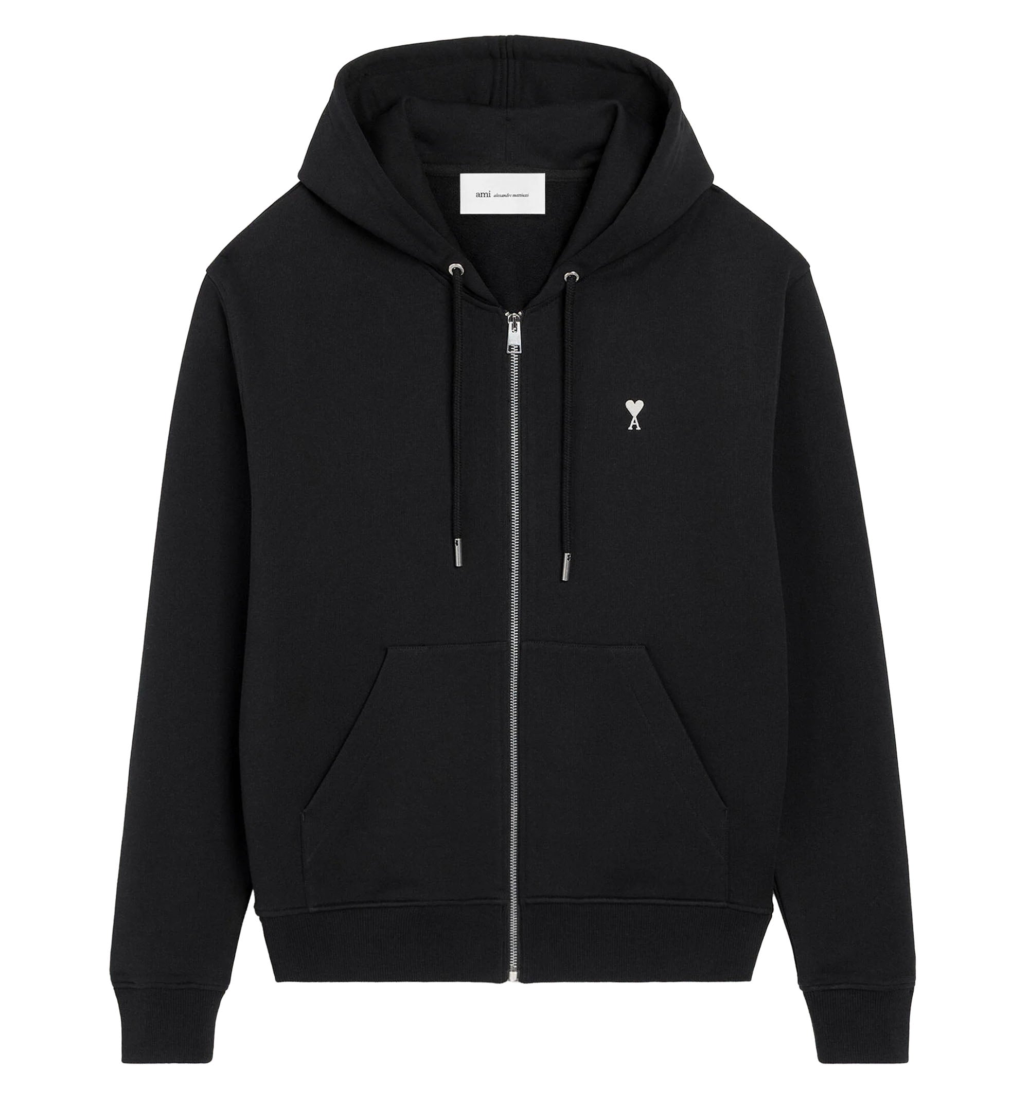 Black Cotton Ami De Coeur Zipped Hoodie