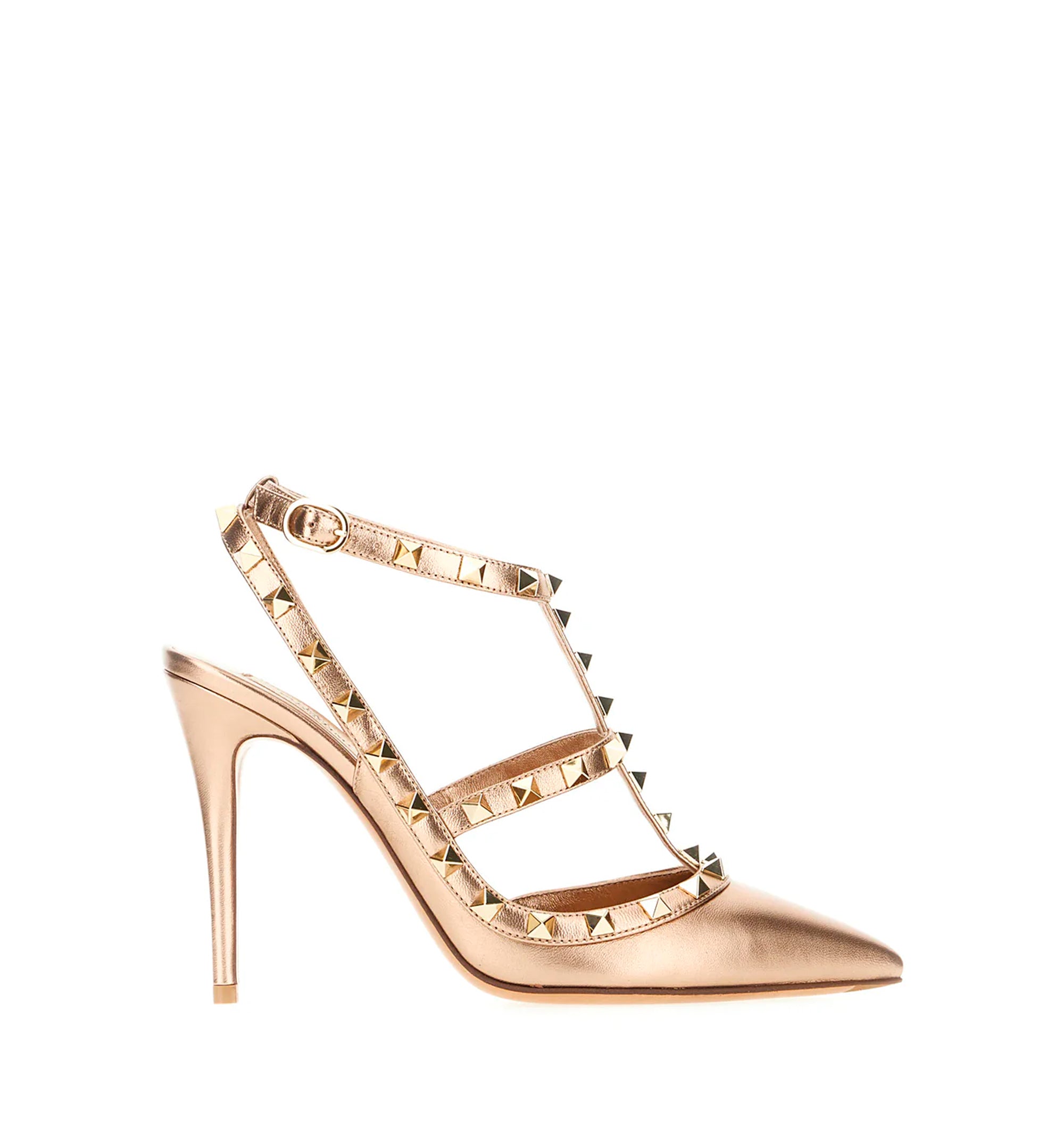 Skin pink leather Rockstud pumps