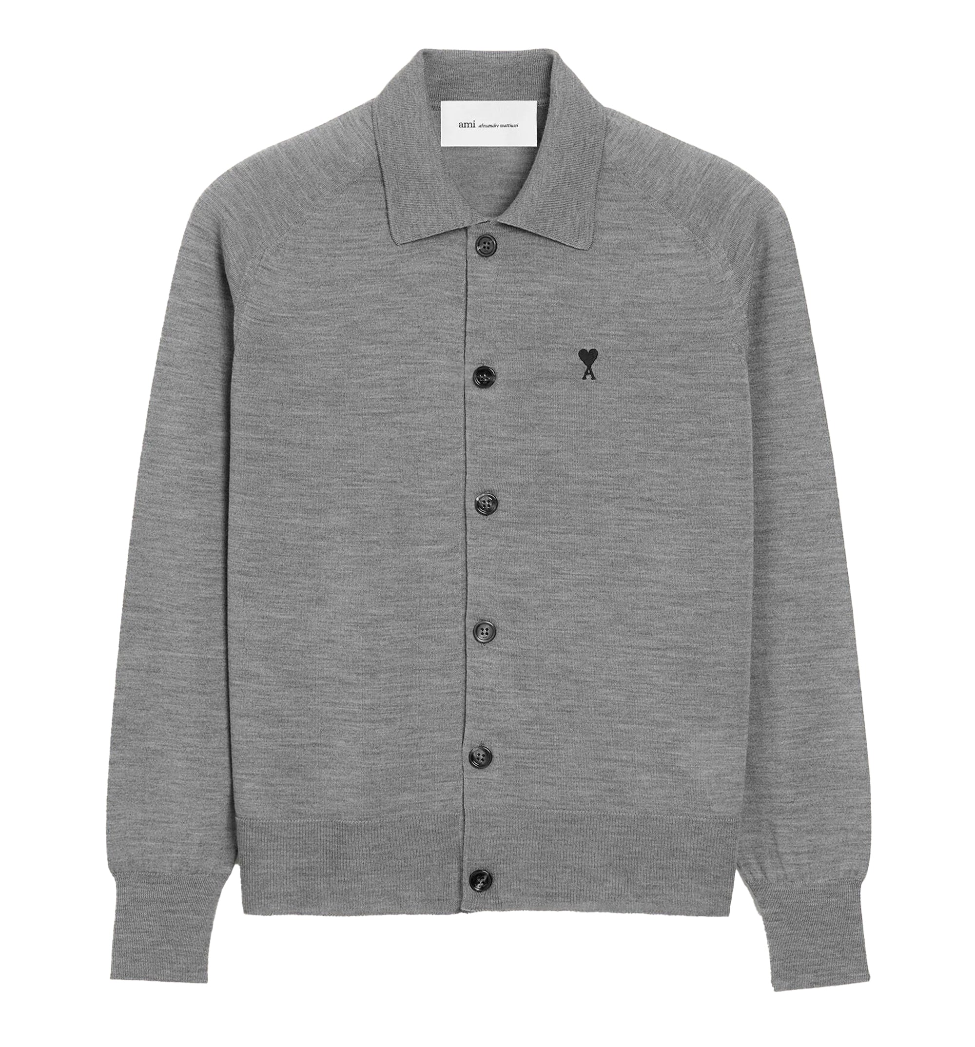 Grey Wool Shirt Collar Ami De Coeur Cardigan