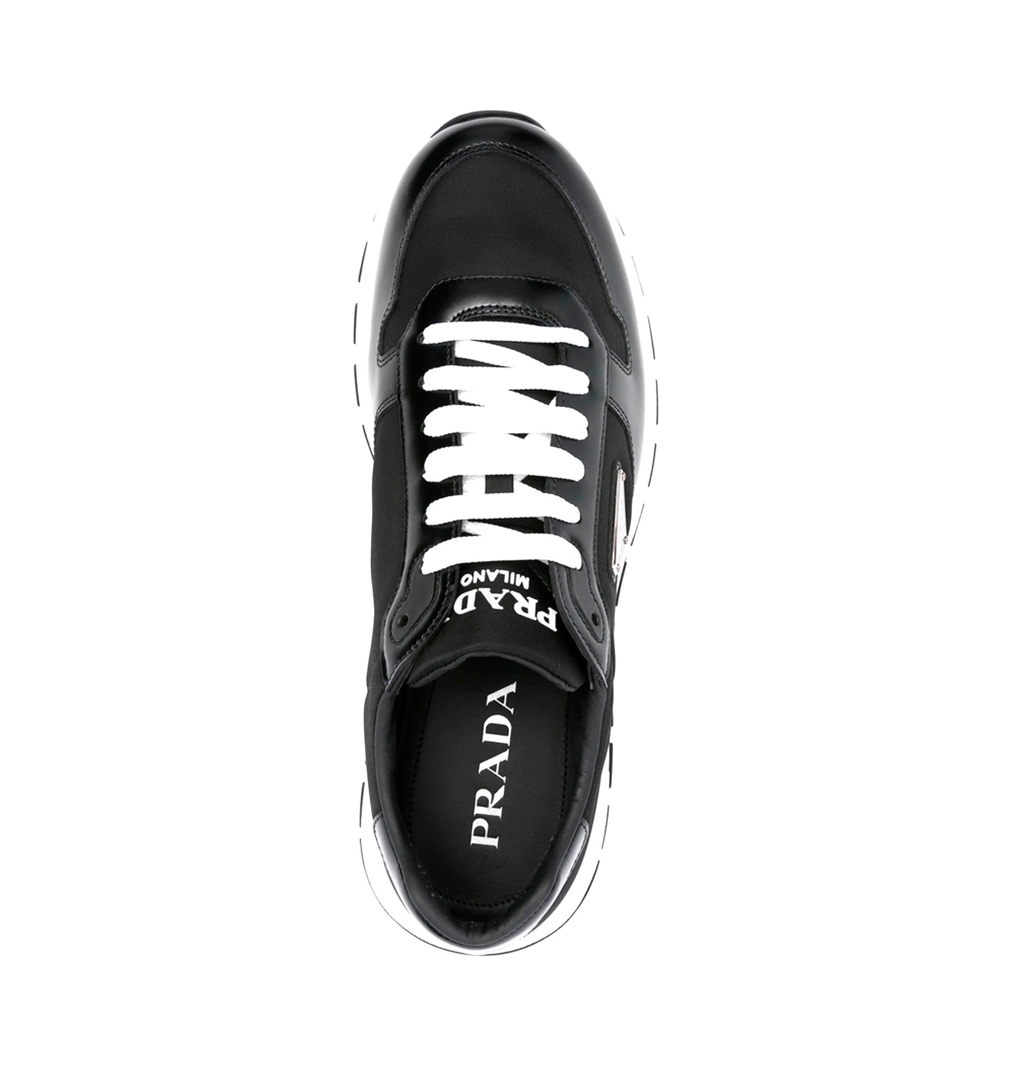 Prax 01 Re-Nylon and brushed leather sneakers