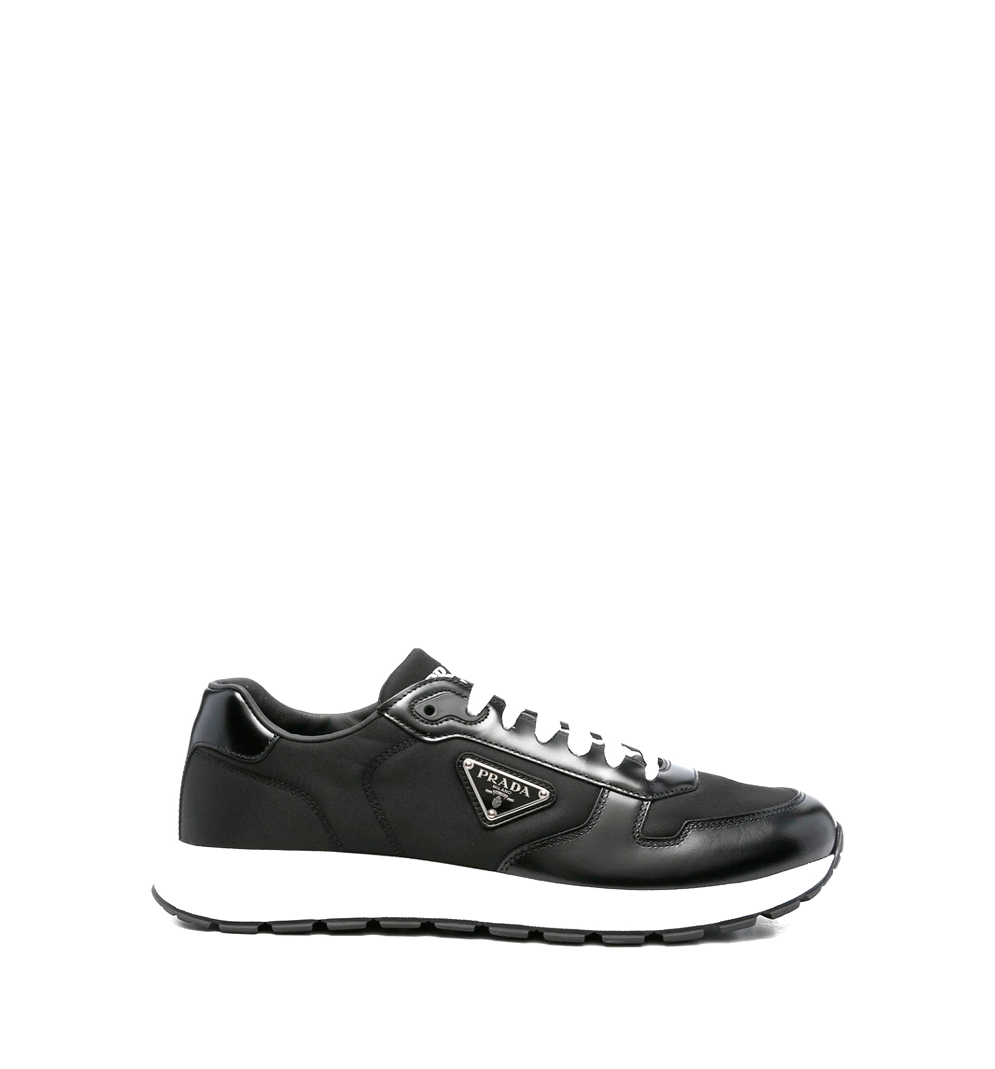 Prax 01 Re-Nylon and brushed leather sneakers