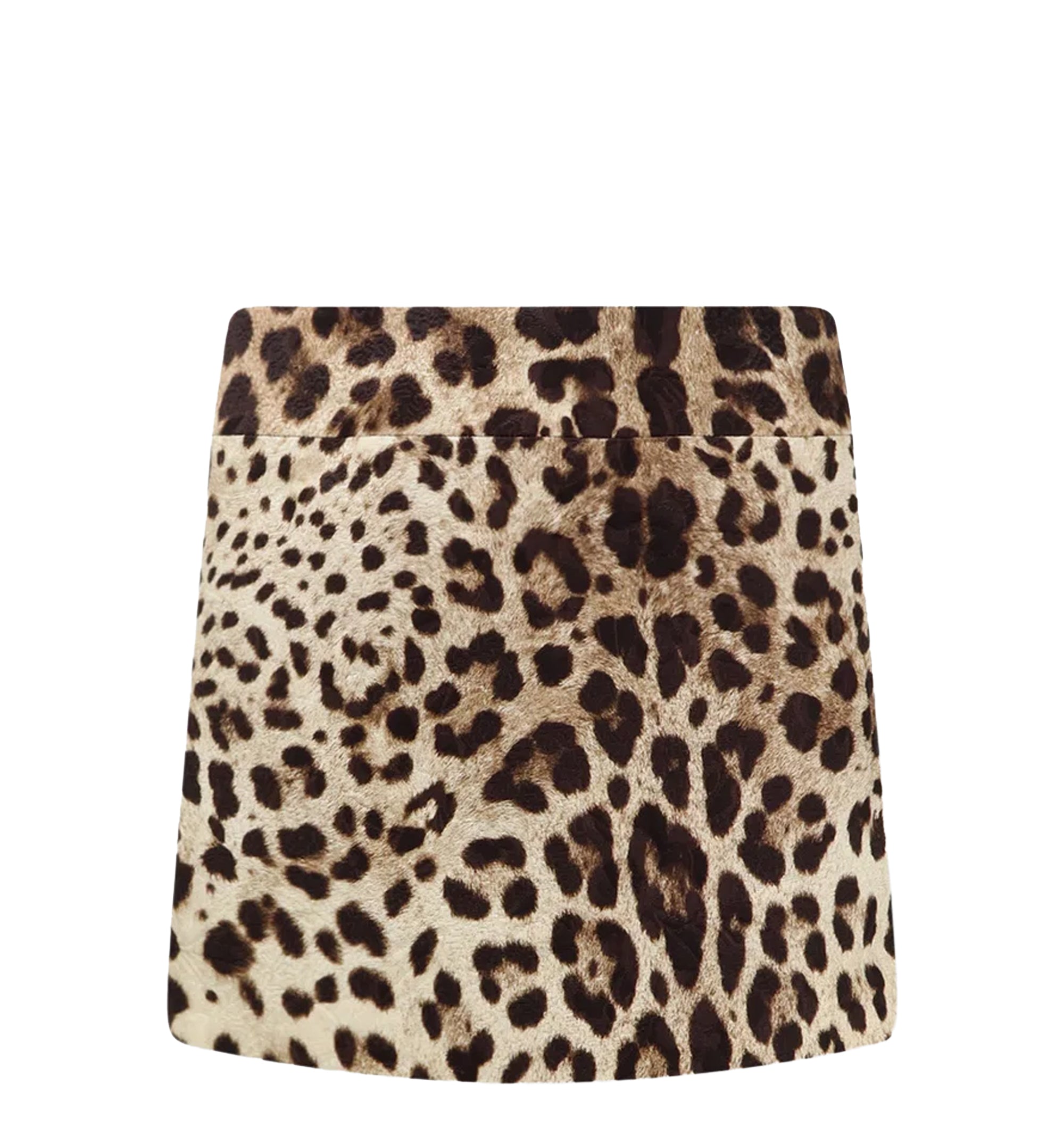 Leo-print brocade mini skirt