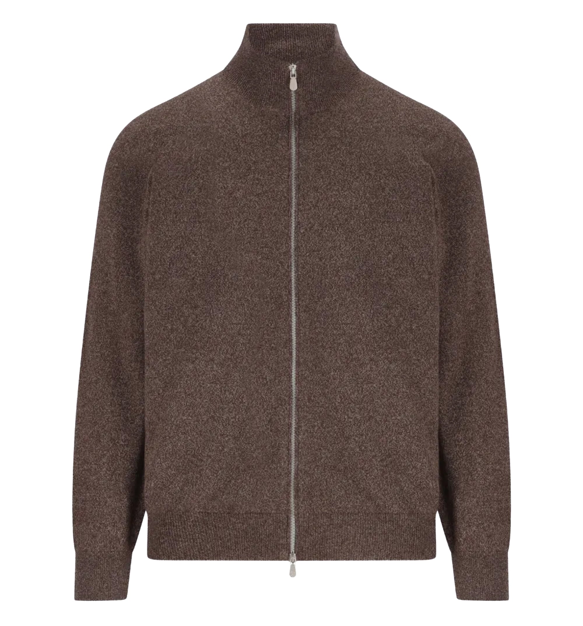 Zip-up ribbed-trim sweater
