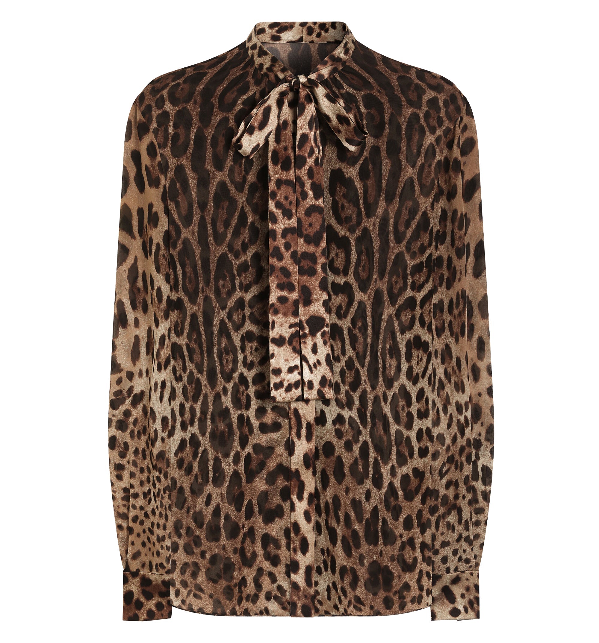 Leo-print georgette shirt