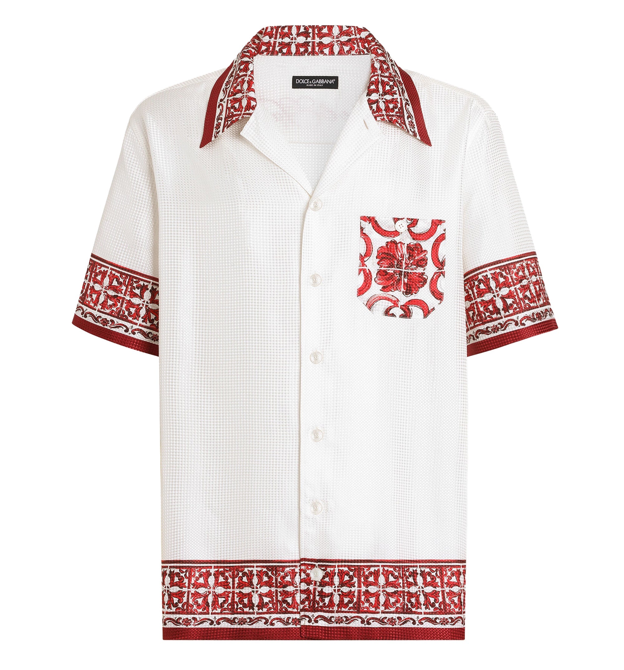 Majolica-print jacquard hawaii shirt
