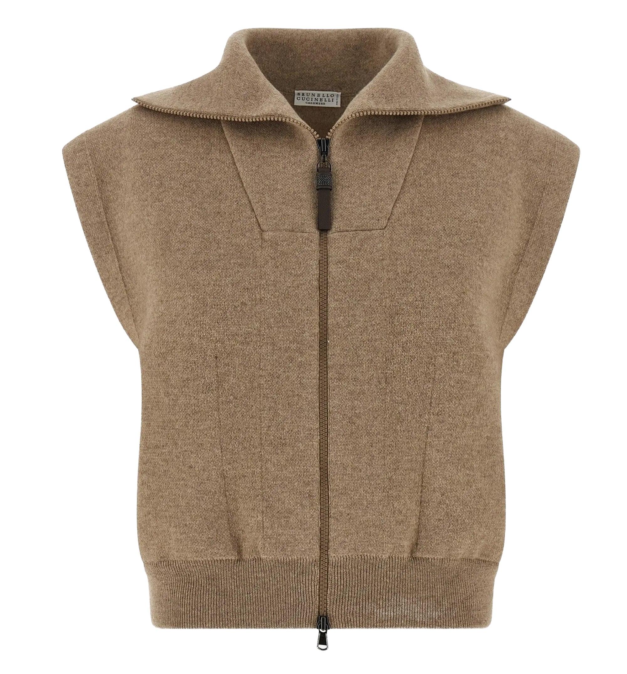 Zip-up sleeveless cardigan