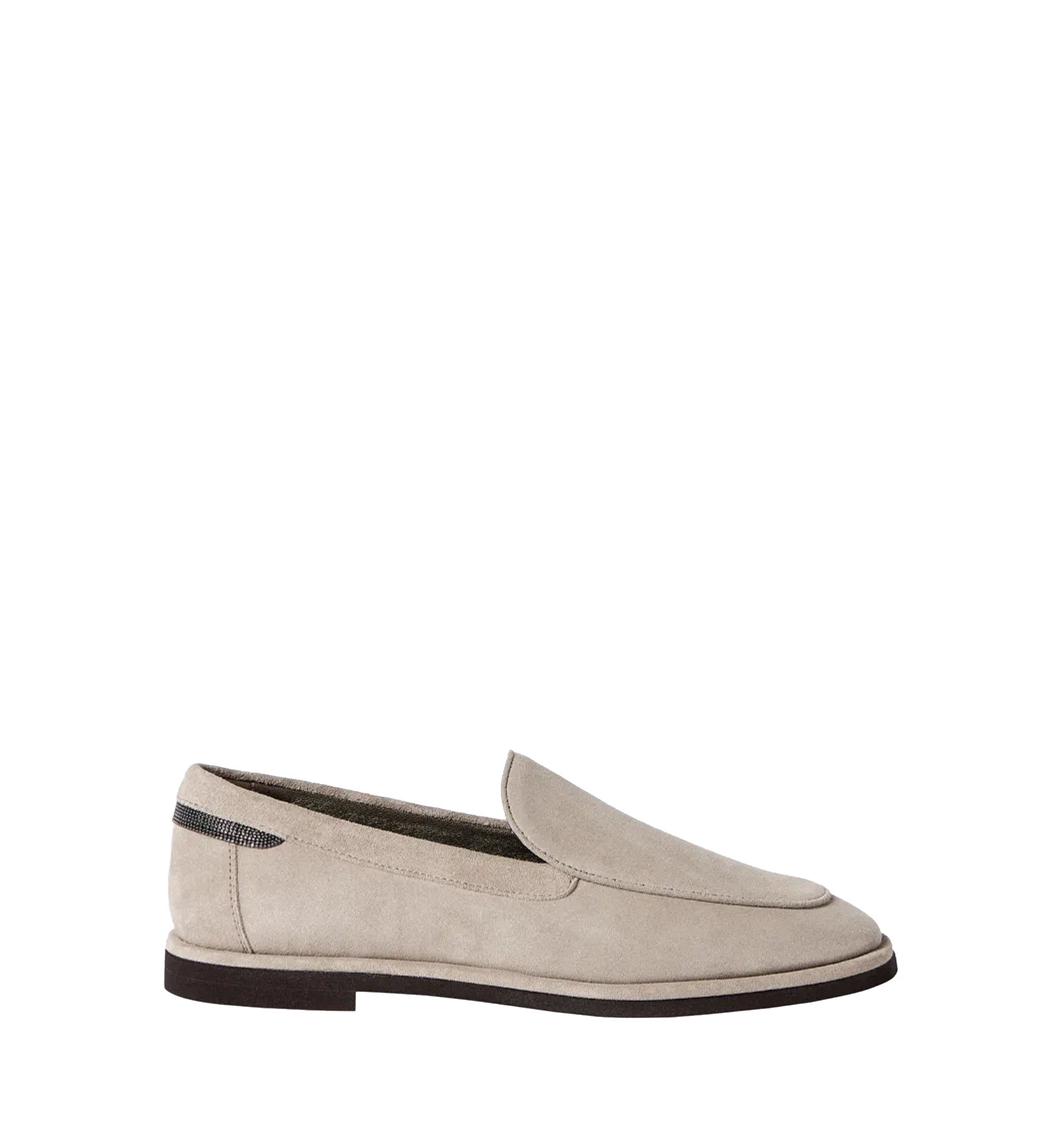 Suede loafers with shiny detail