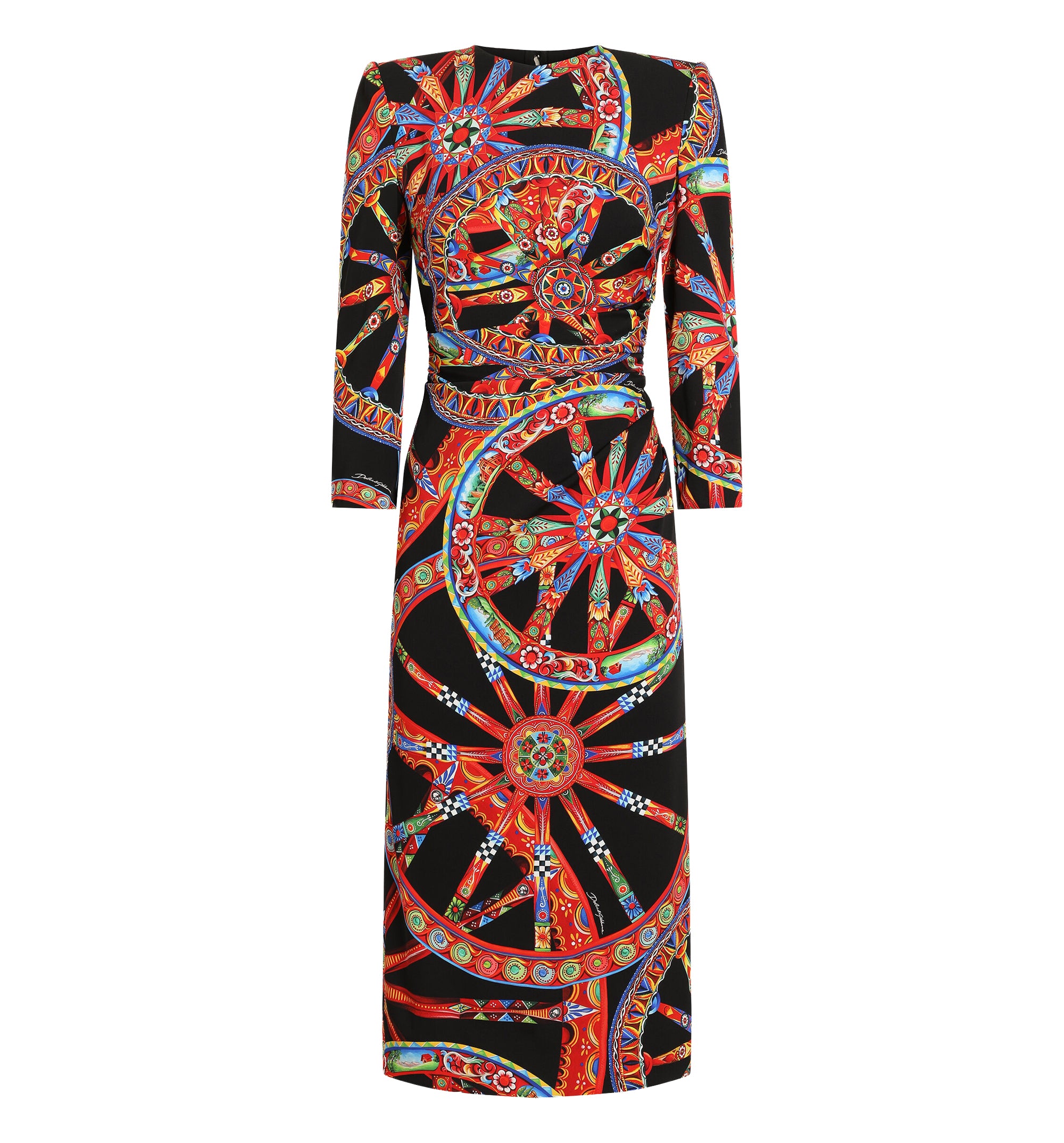 Carretto-print charmeuse dress