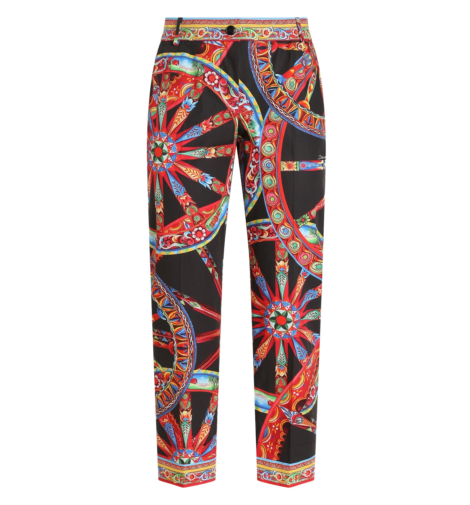 Carretto-print poplin trousers