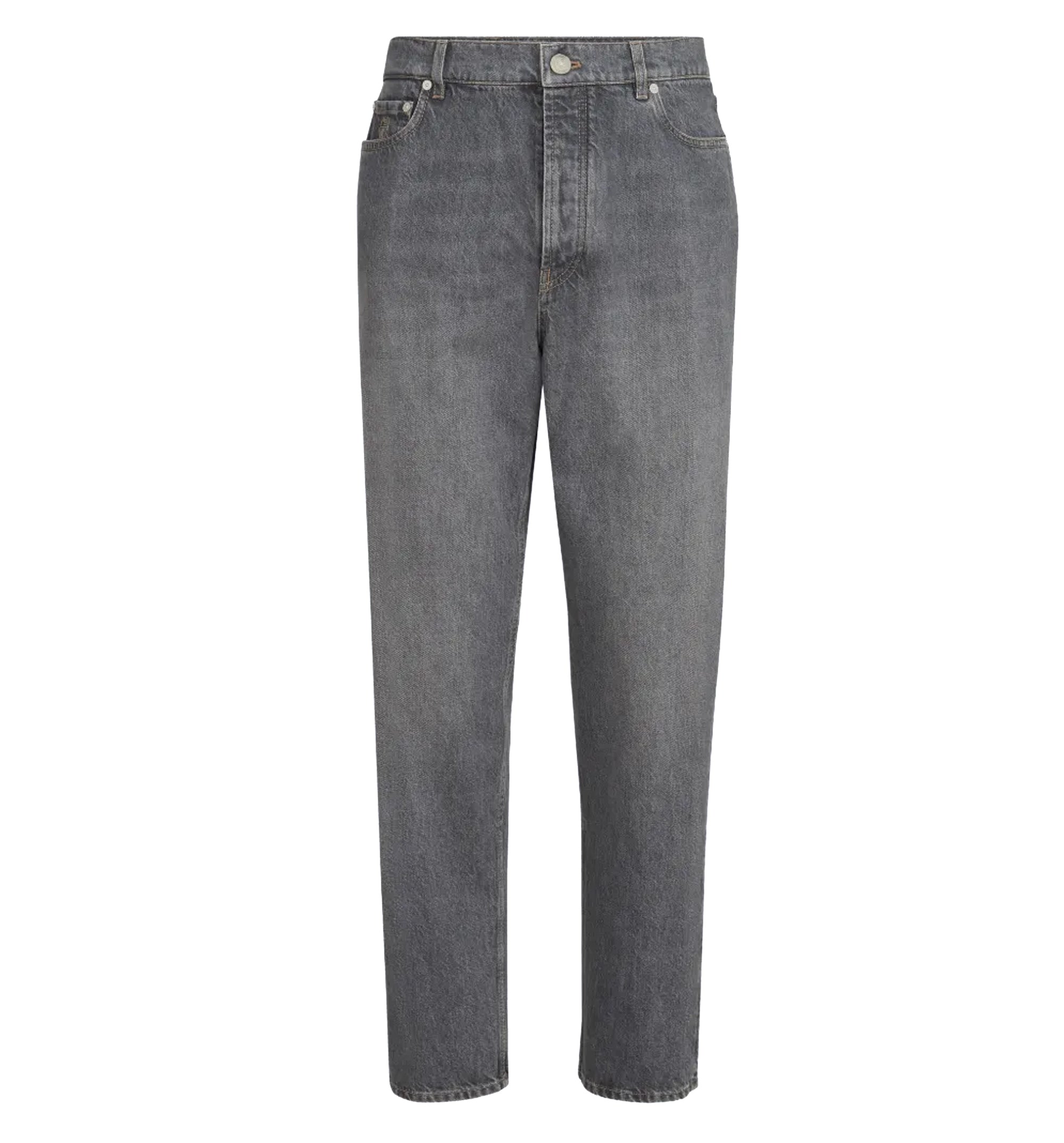Greyscale denim iconic fit five-pocket trousers