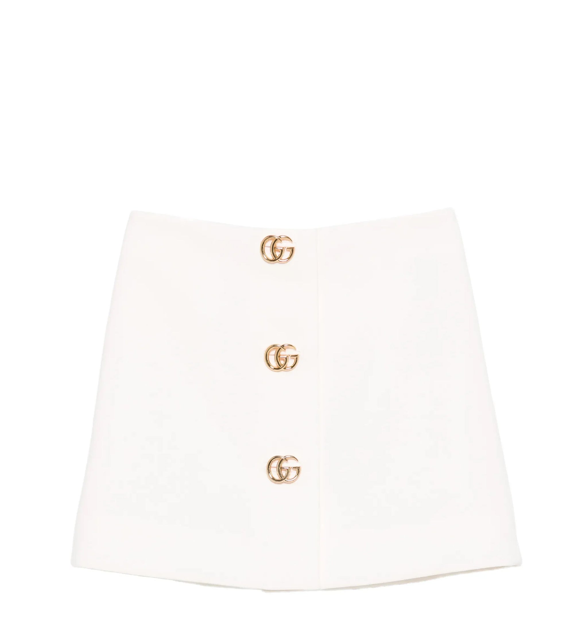 Crêpe wool skirt with Double G button