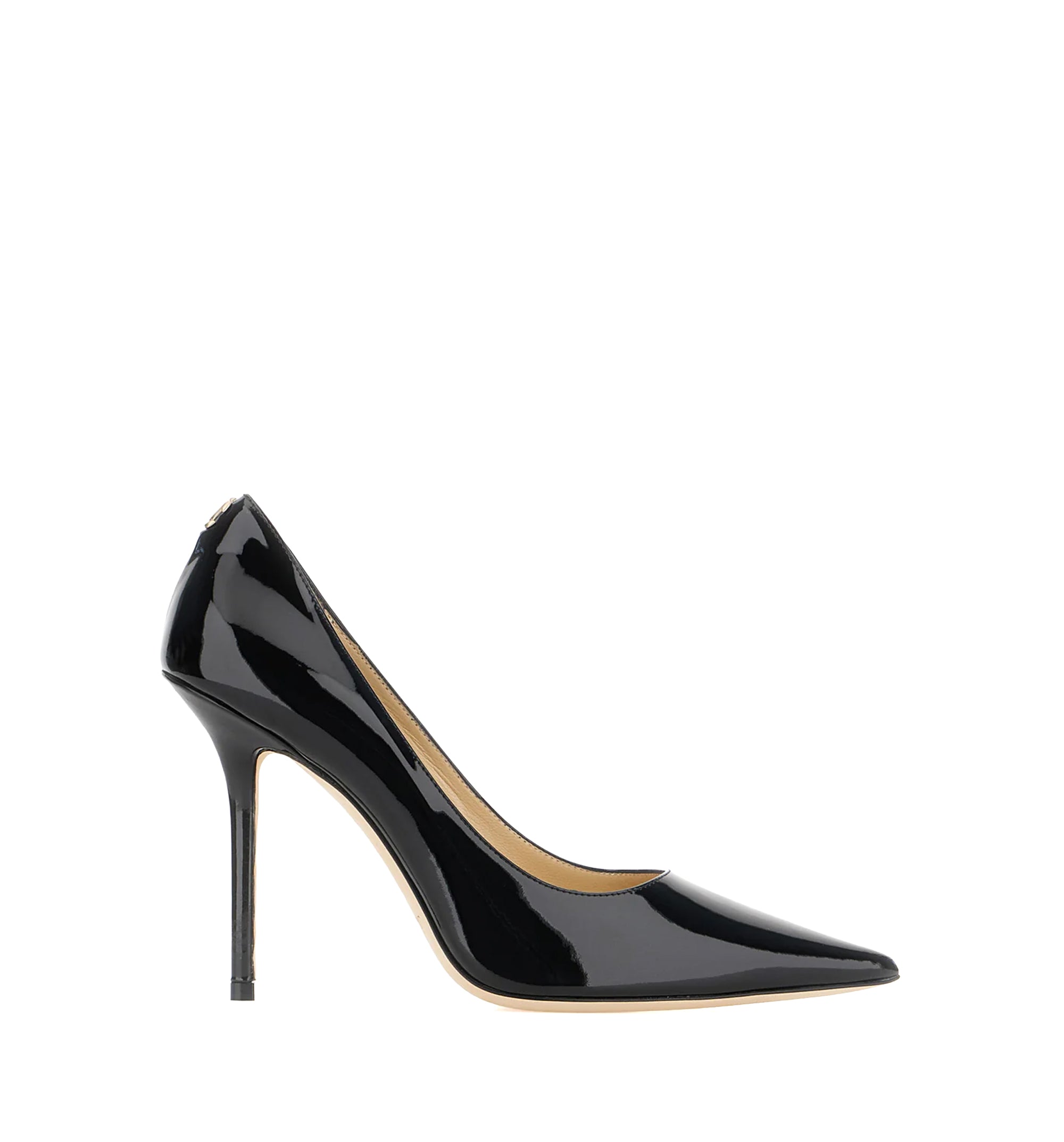 Love 100 Patent Leather Pointed-Toe Pumps with JC Emblem