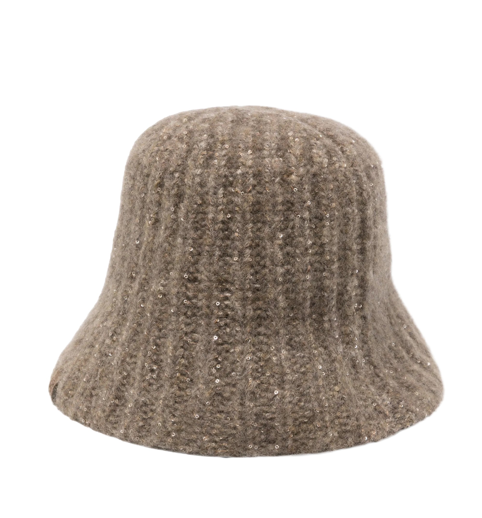 Sequin-embellished ribbed-knit bucket hat