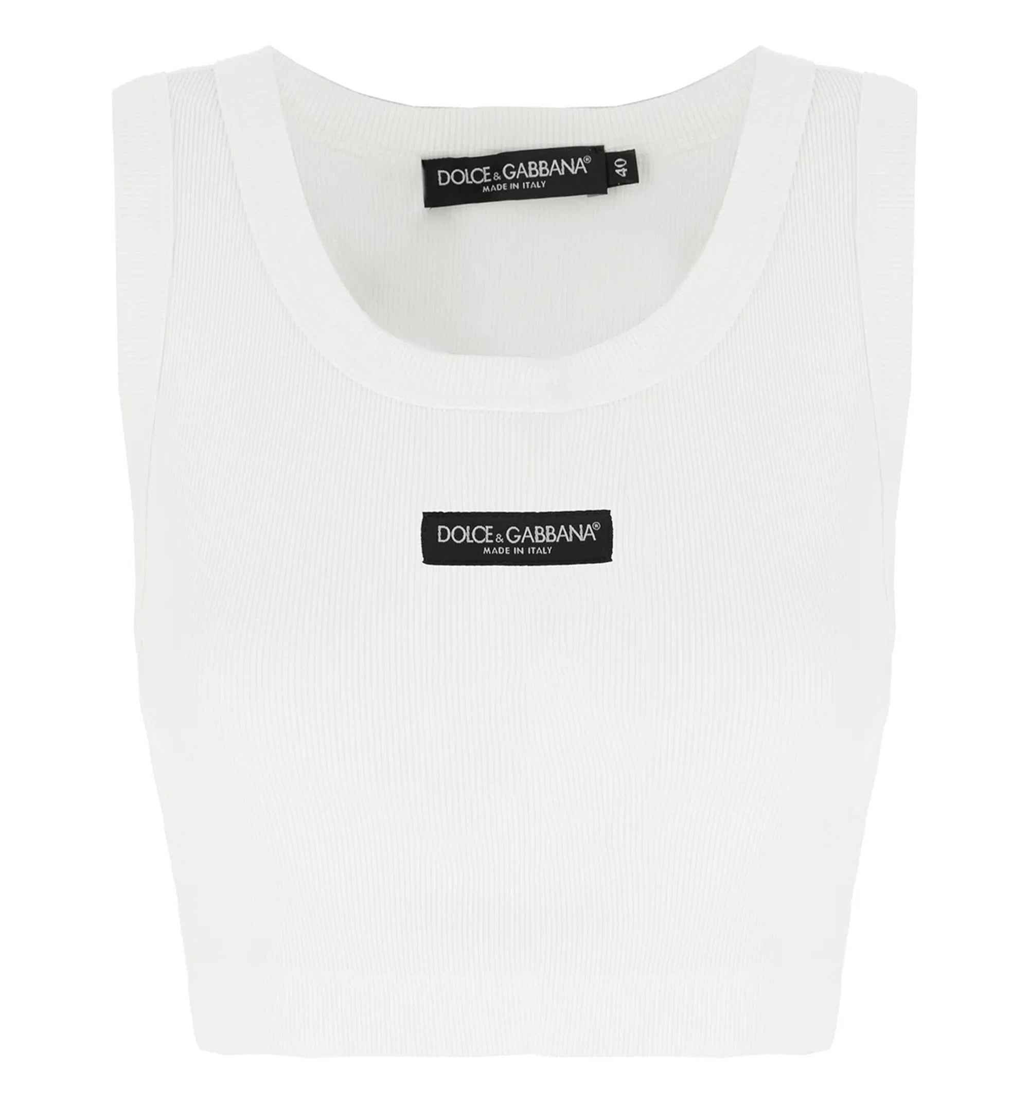 Cotton cropped tank top with logo