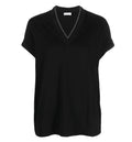 Monili-trim V-neck T-shirt