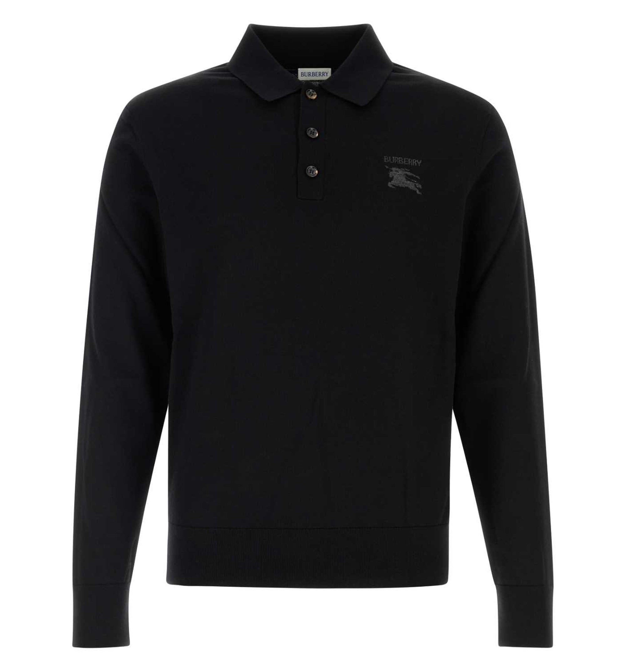 Black wool polo shirt
