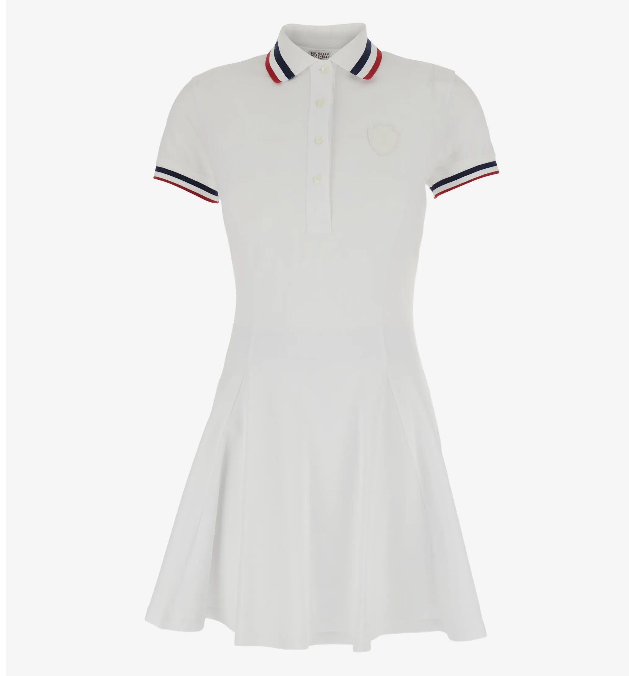 Striped-trim A-line mini dress