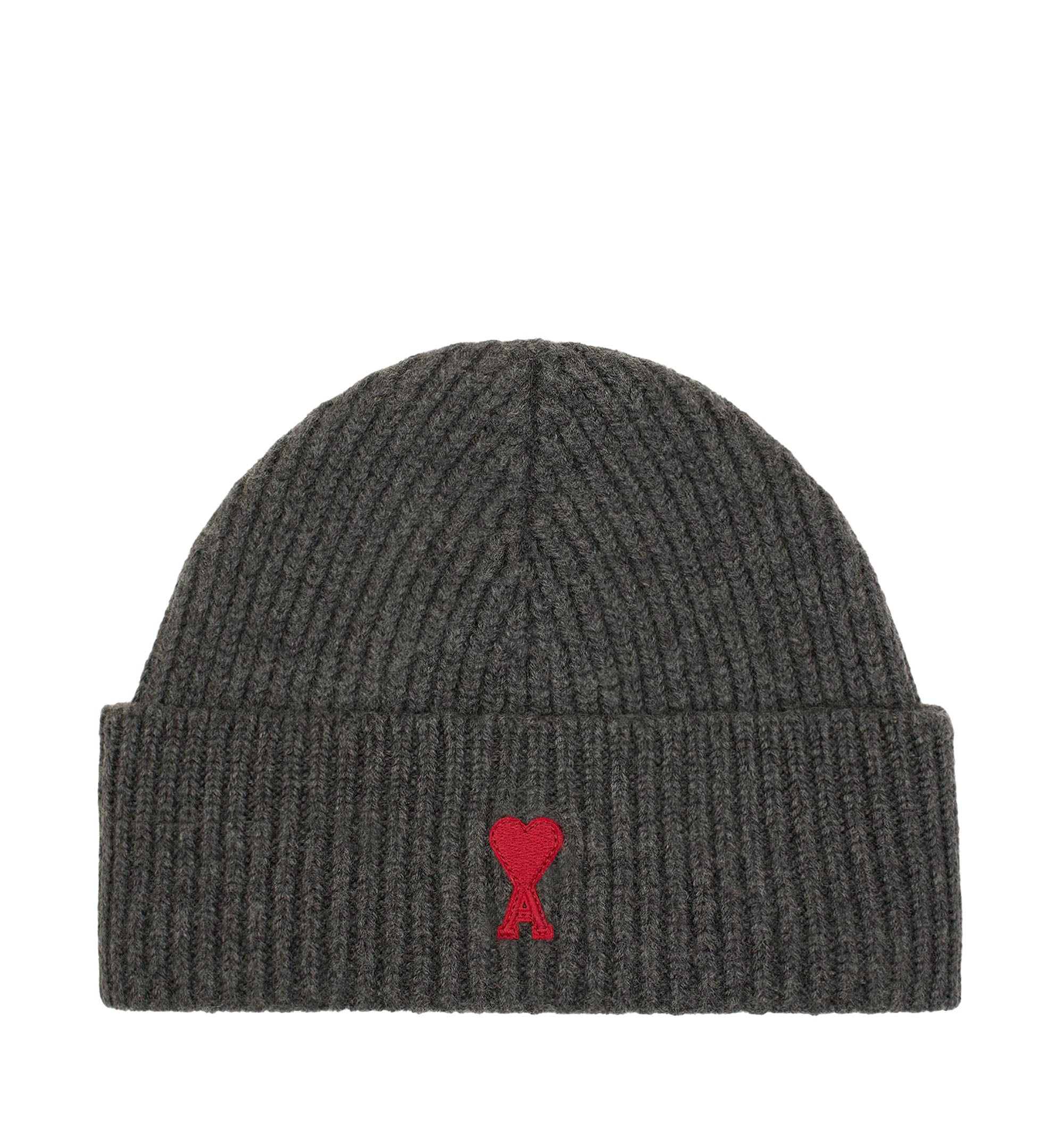 Grey Wool Beanie With Ami De Coeur