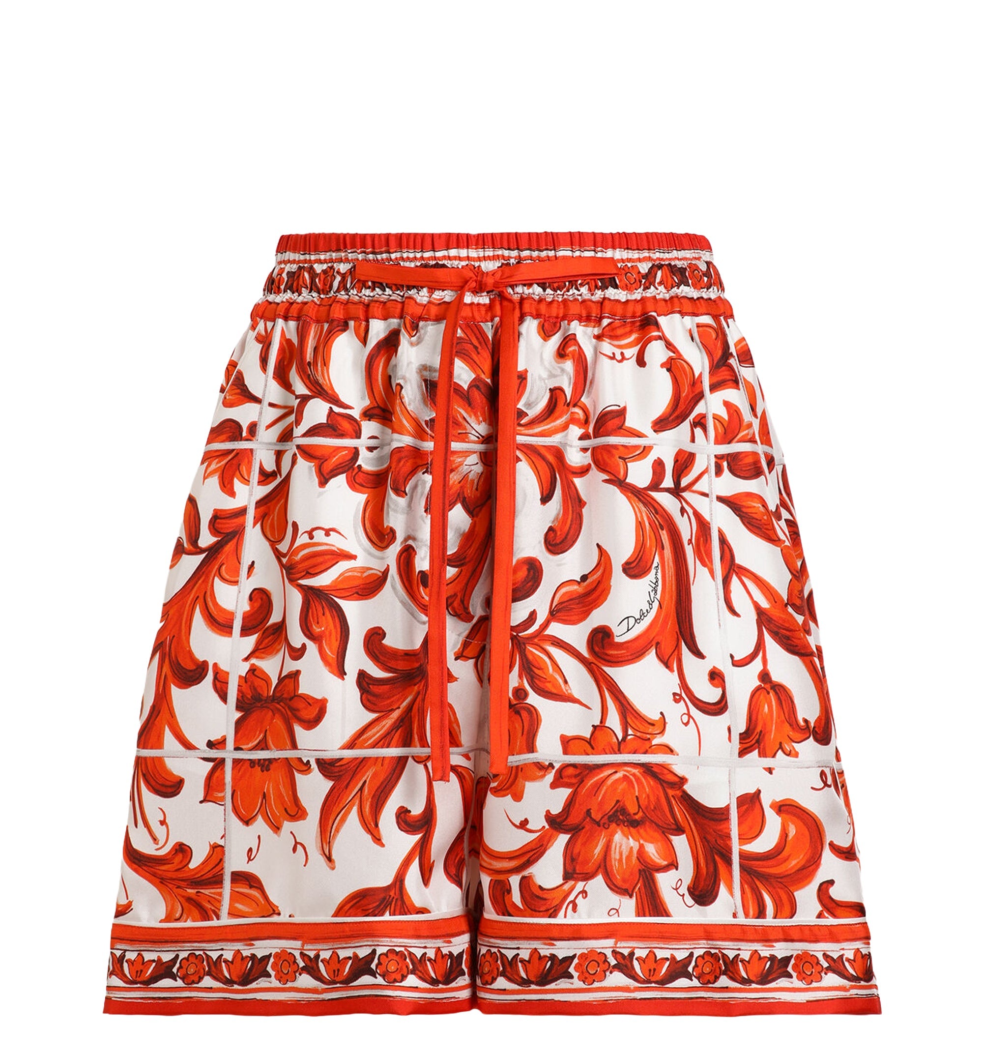 Majolica-print silk bermuda