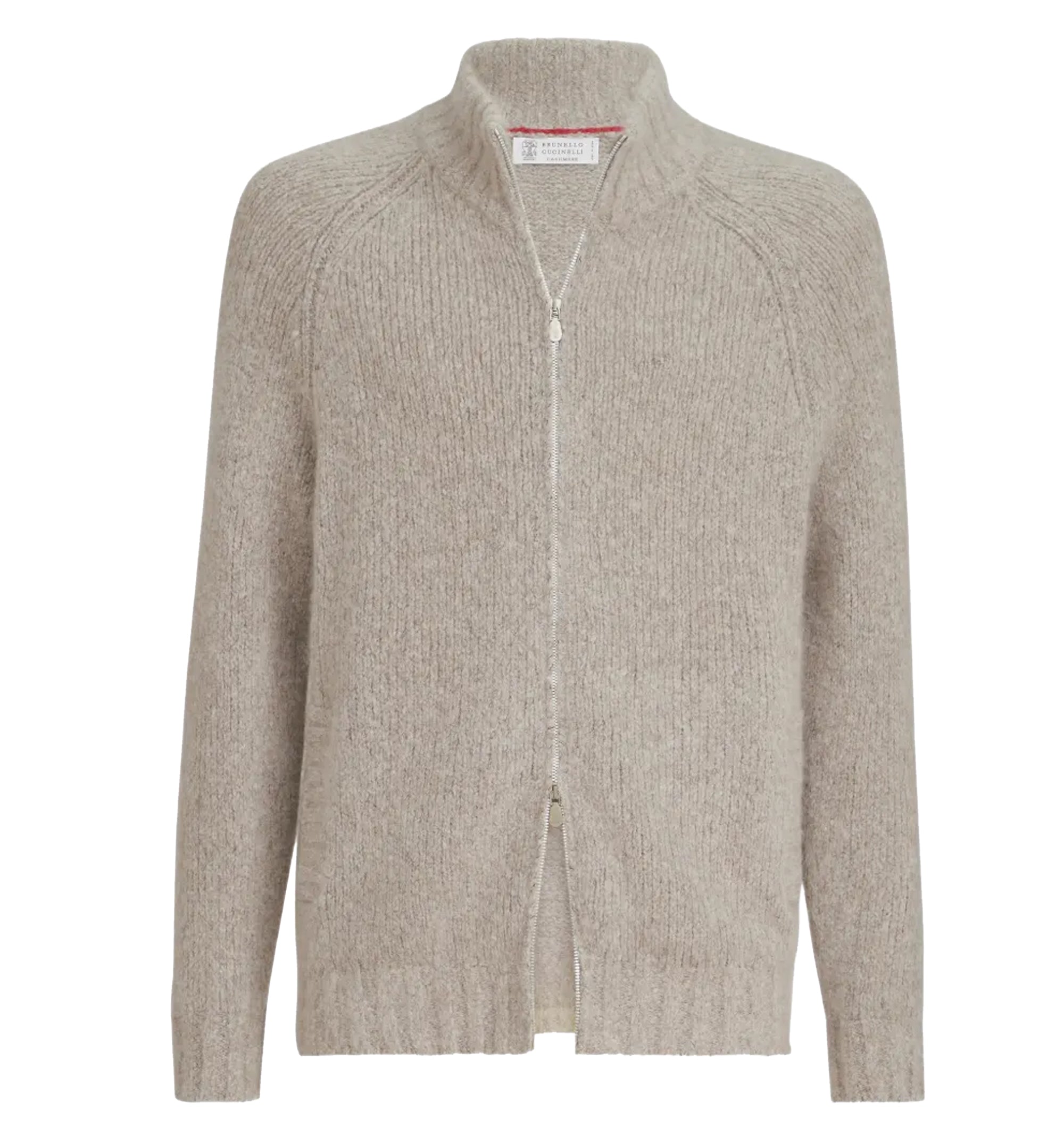 Cashmere and silk high-neck cardigan with zipper