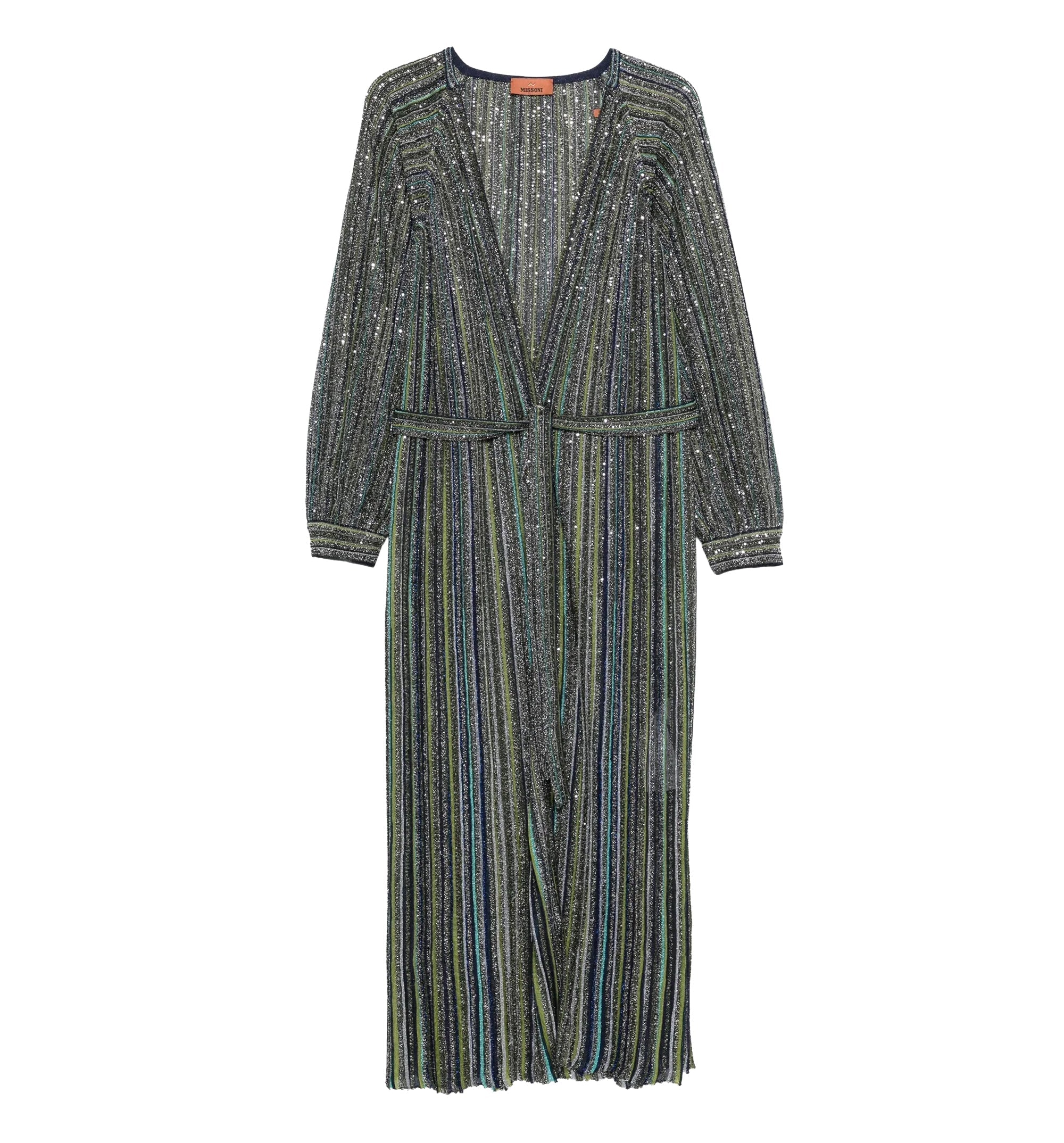 Sequin-embellished Striped Cardigan
