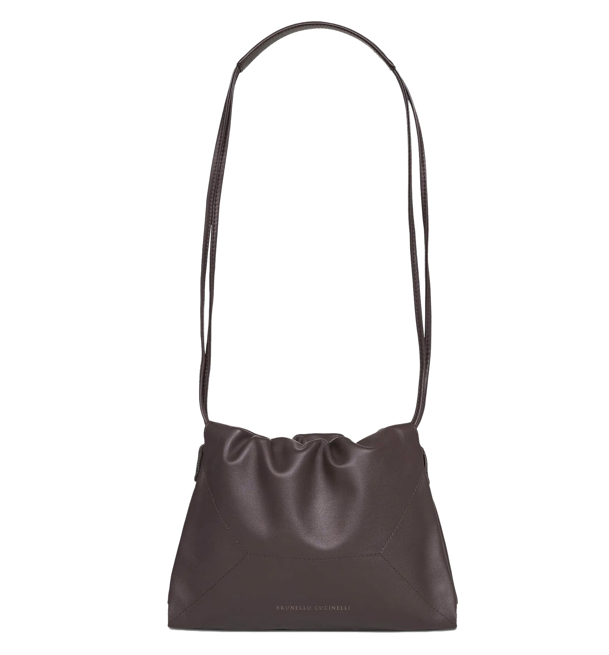 Gathered leather shoulder bag