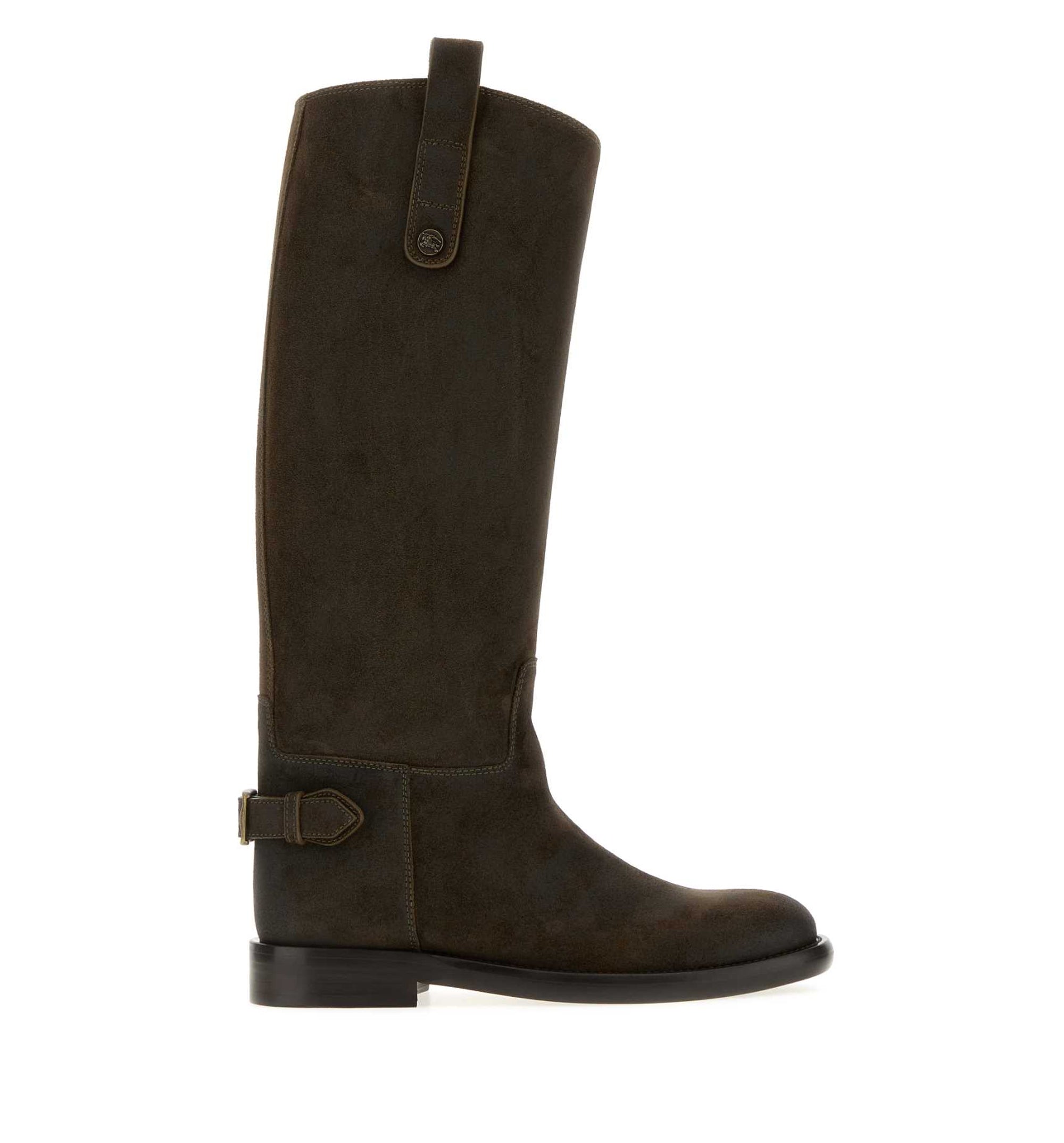 Dark brown suede Cavalier boots