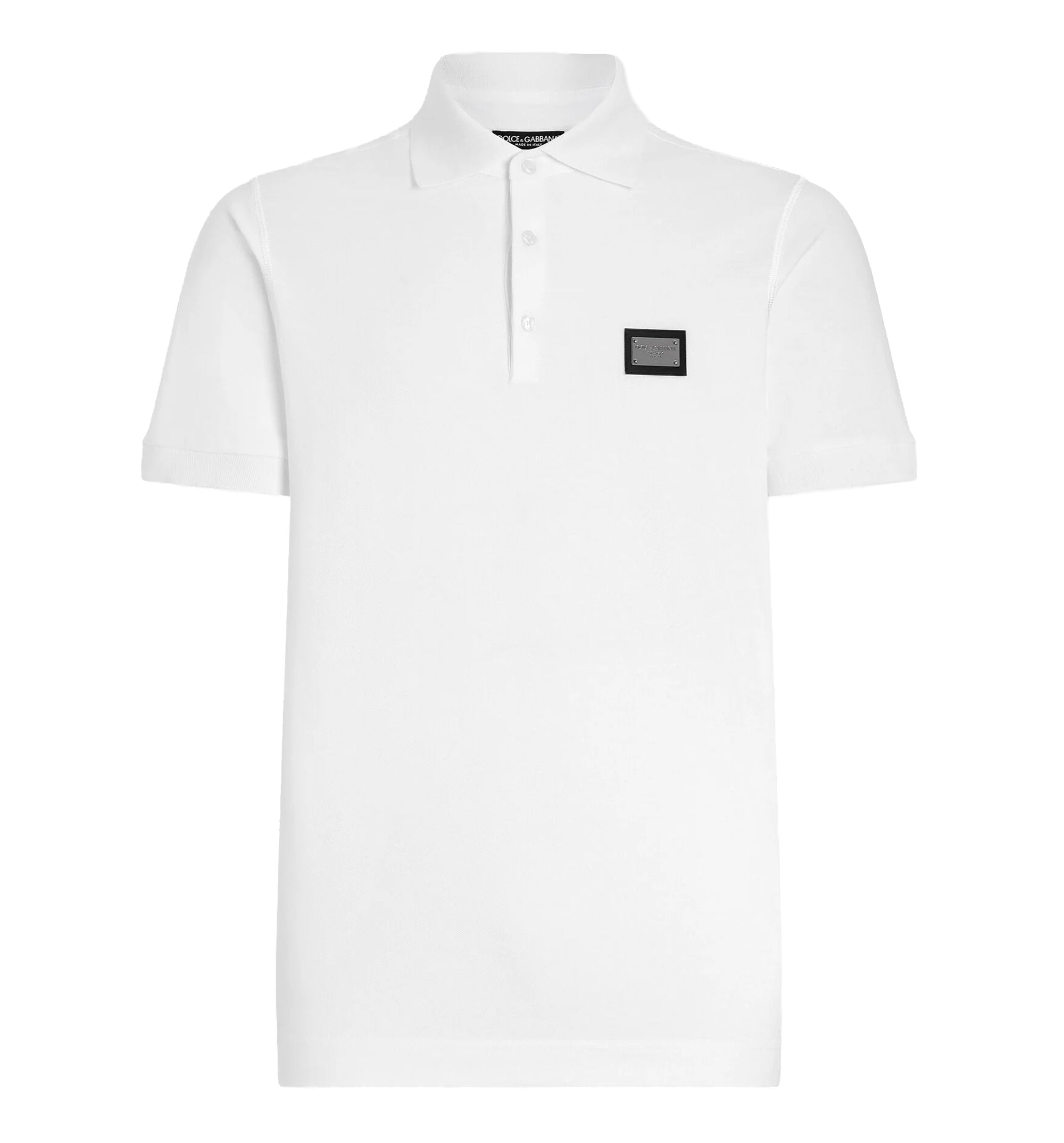 Cotton piqué polo-shirt with branded tag