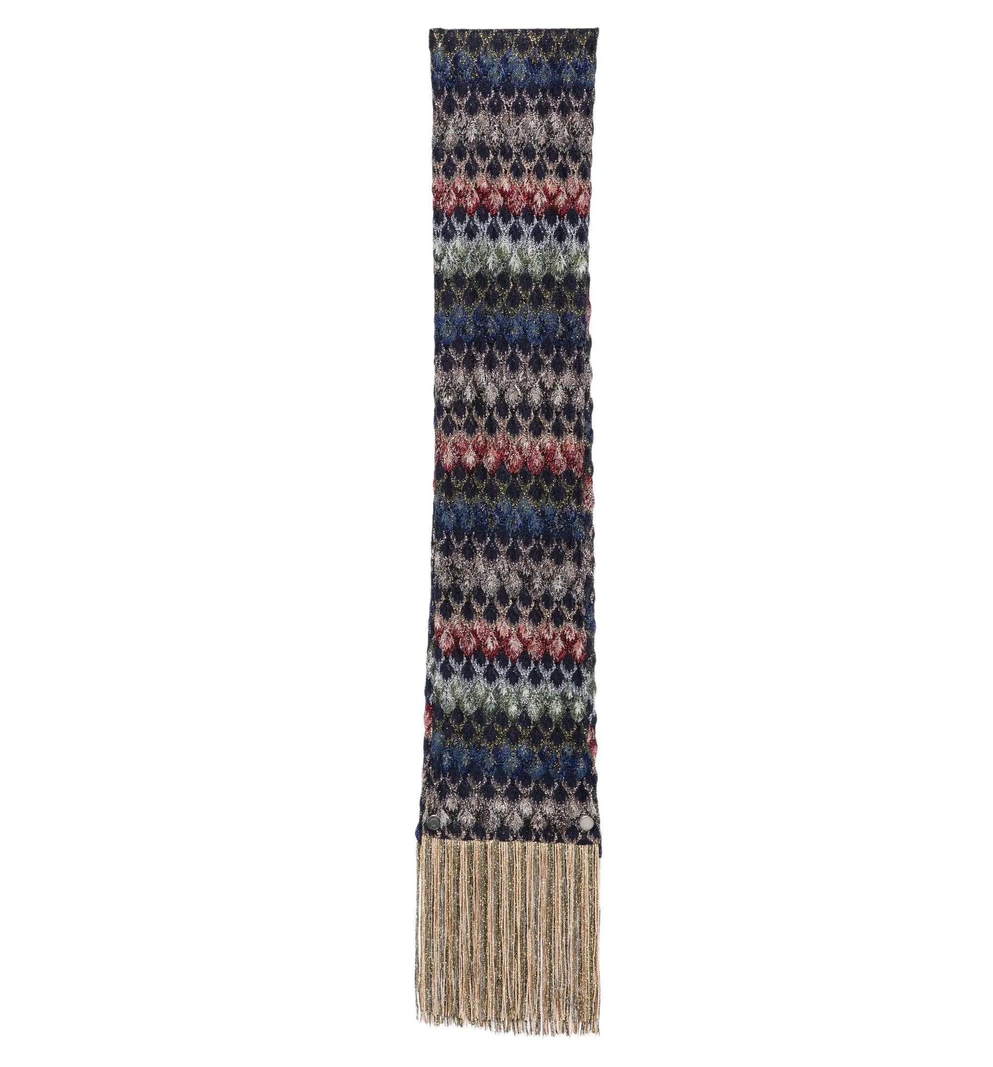 Zigzag-knit Fringed Scarf