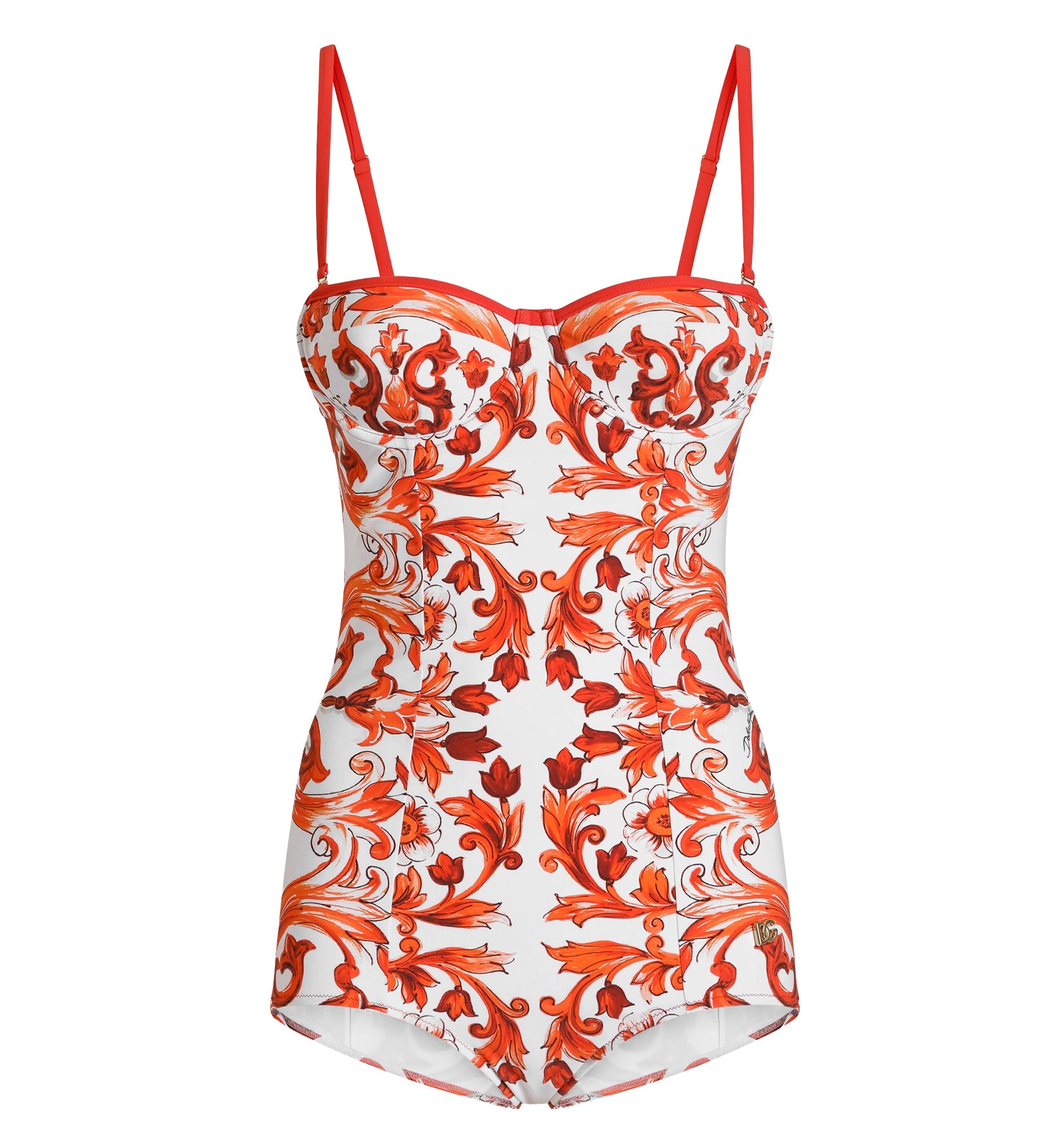 Majolica-print one-piece swimsuit