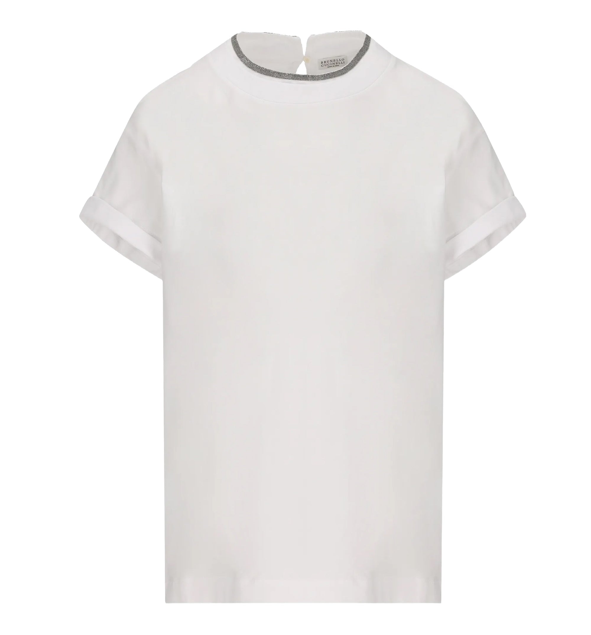 Stretch cotton jersey T-shirt with monili
