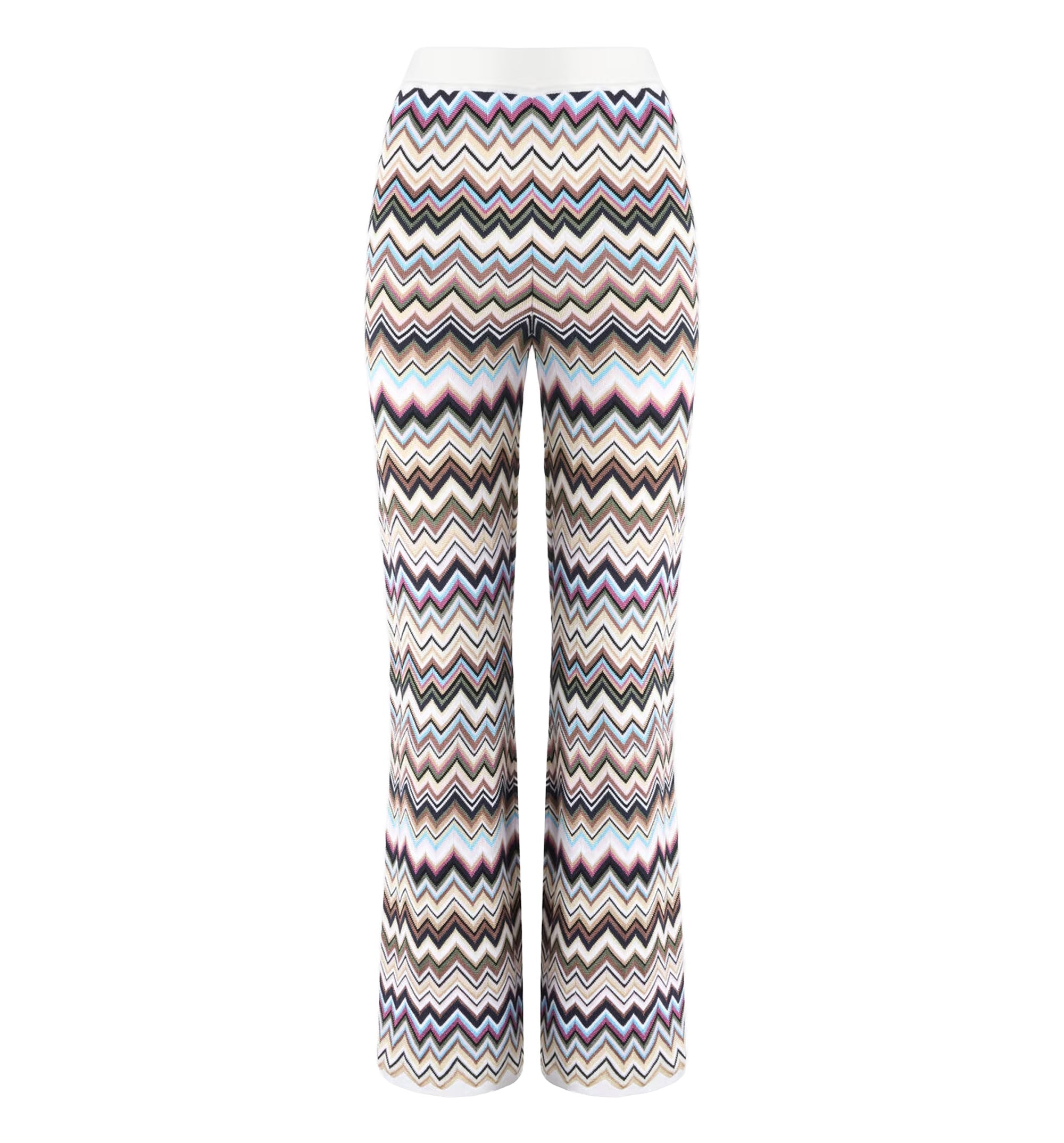 Straight-leg viscose and wool chevron trousers
