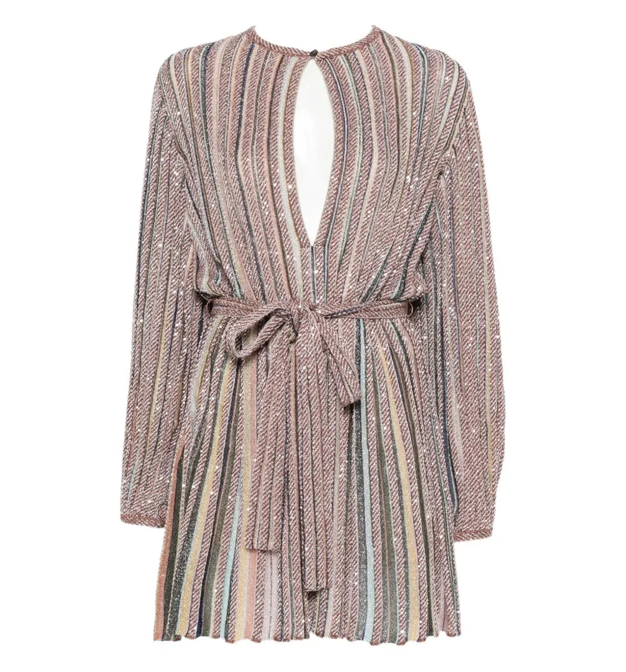 Sequin-embellished Striped Mini Dress