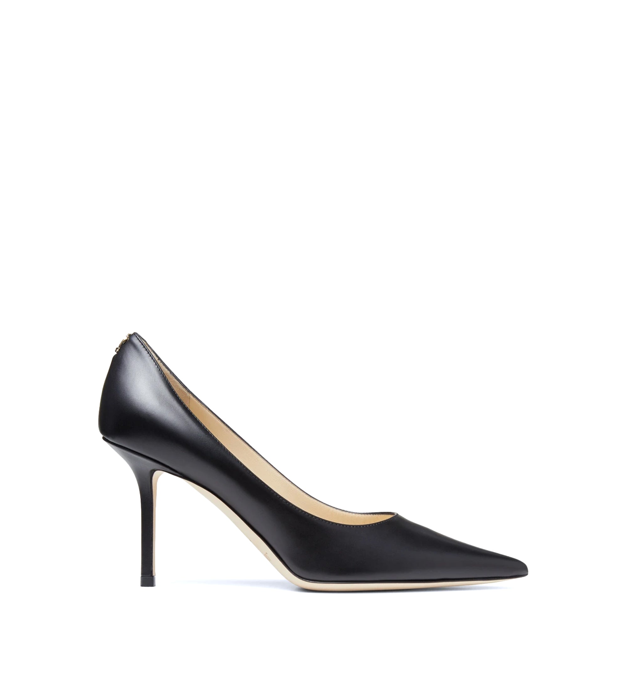 Love 85 Black Calf Leather Pumps with JC Emblem