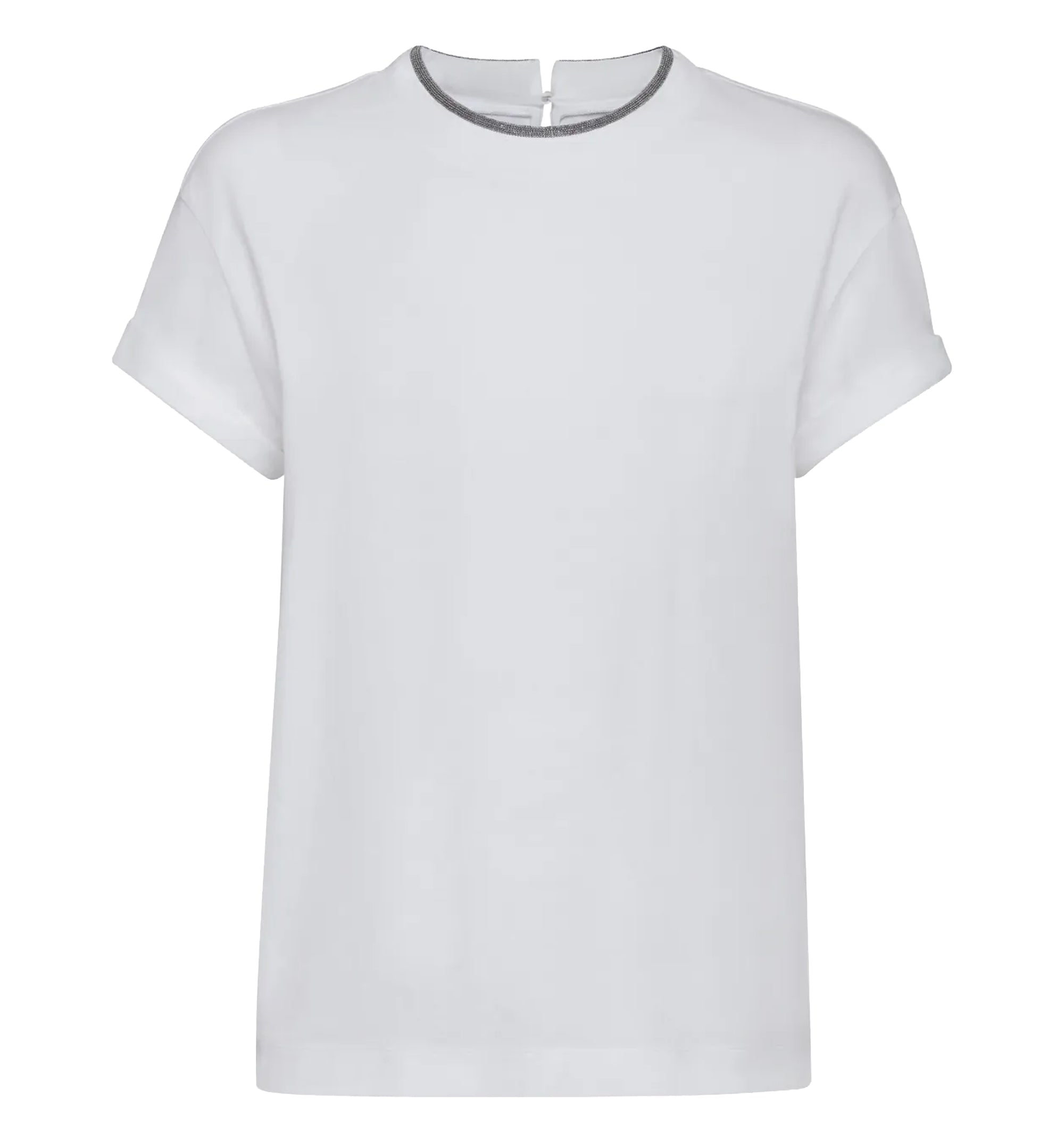 Stretch cotton jersey T-shirt with monili