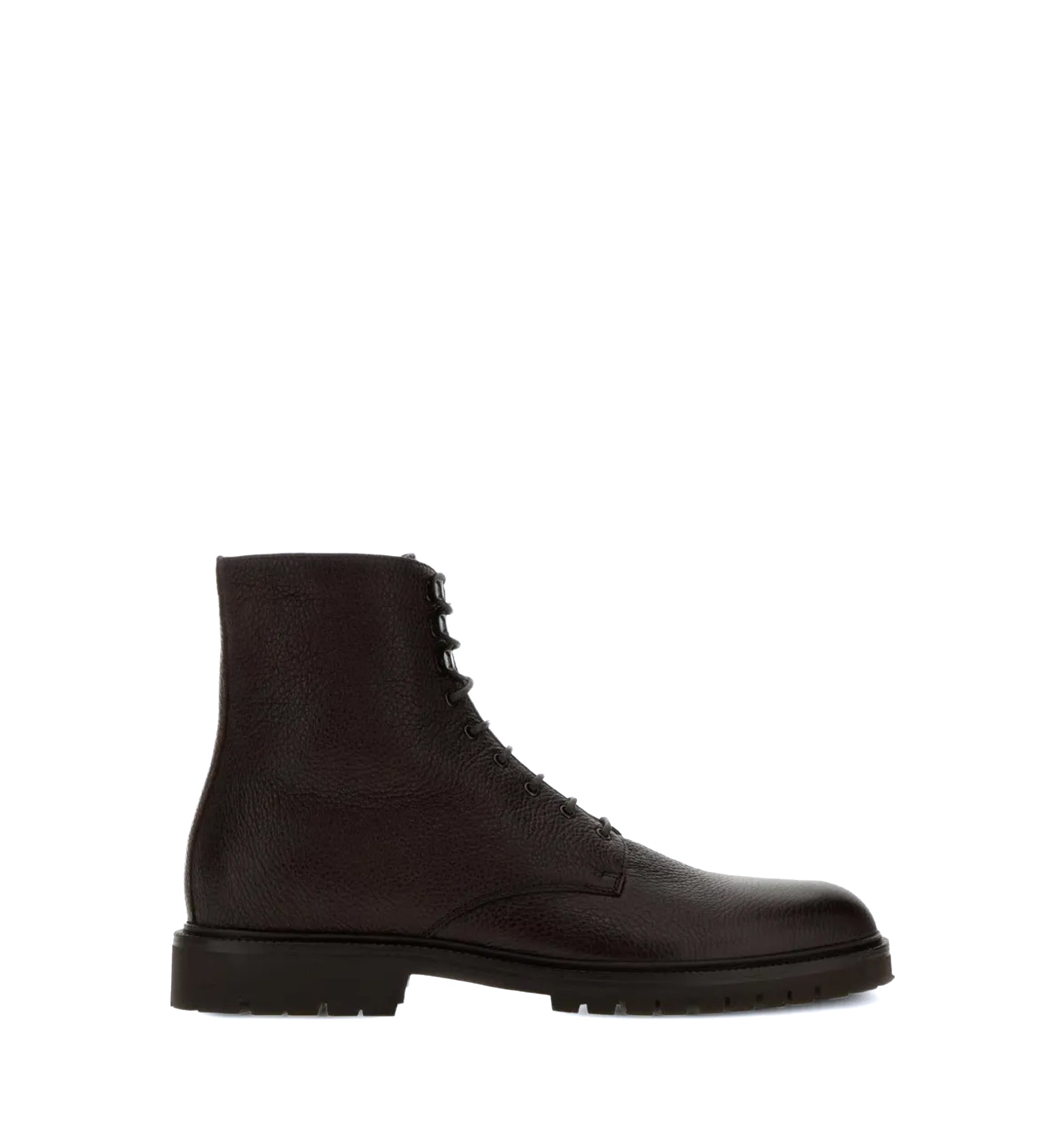 Lace-up leather ankle boots