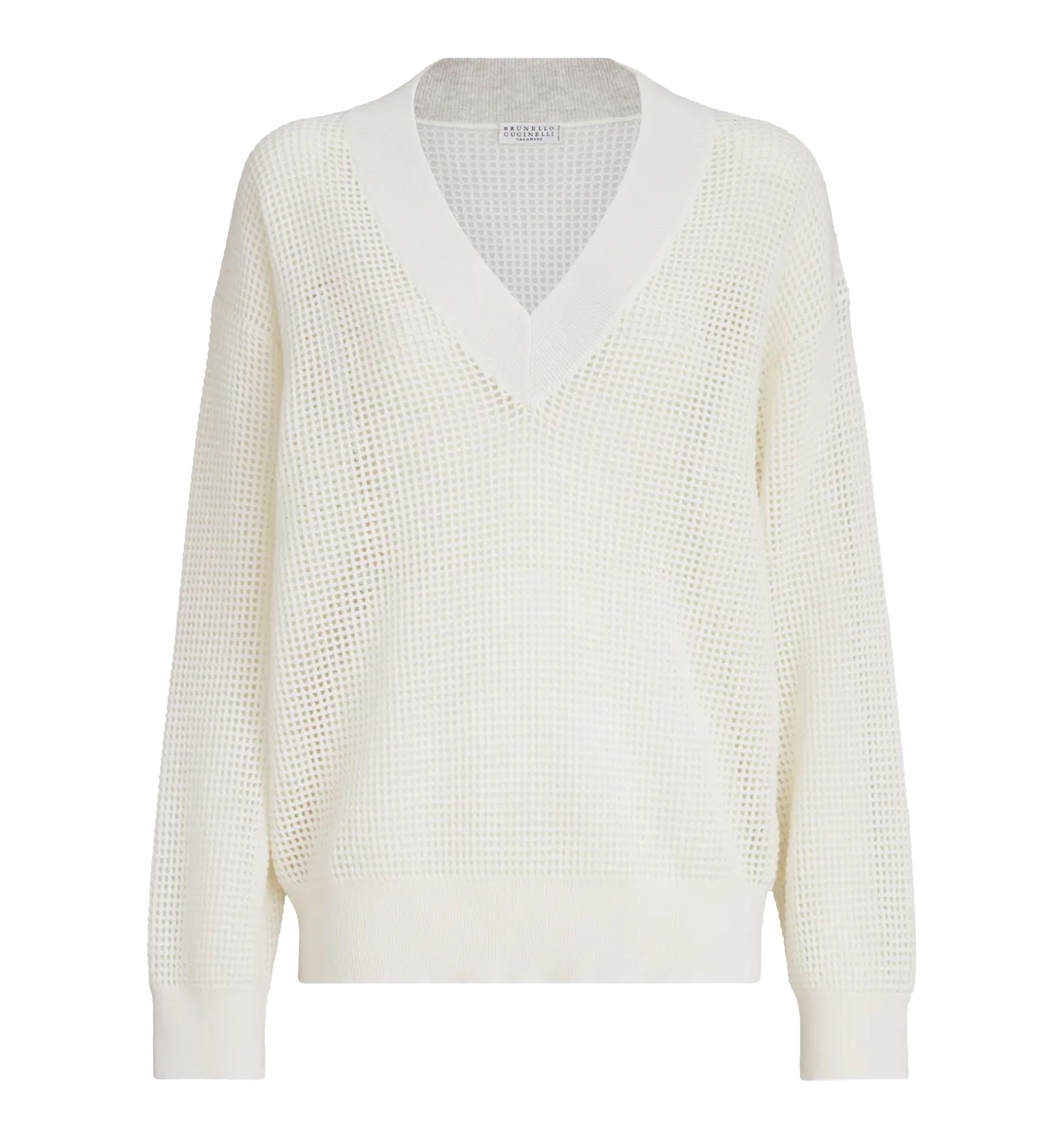 Open-knit V-neck sweater