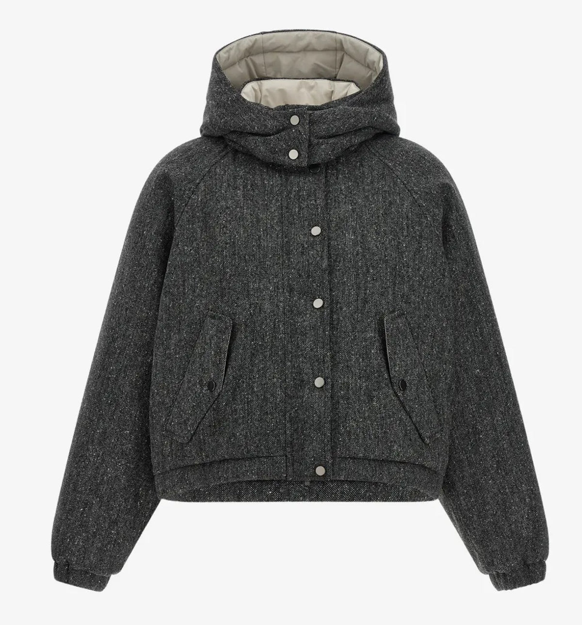 Donegal-knit hooded jacket