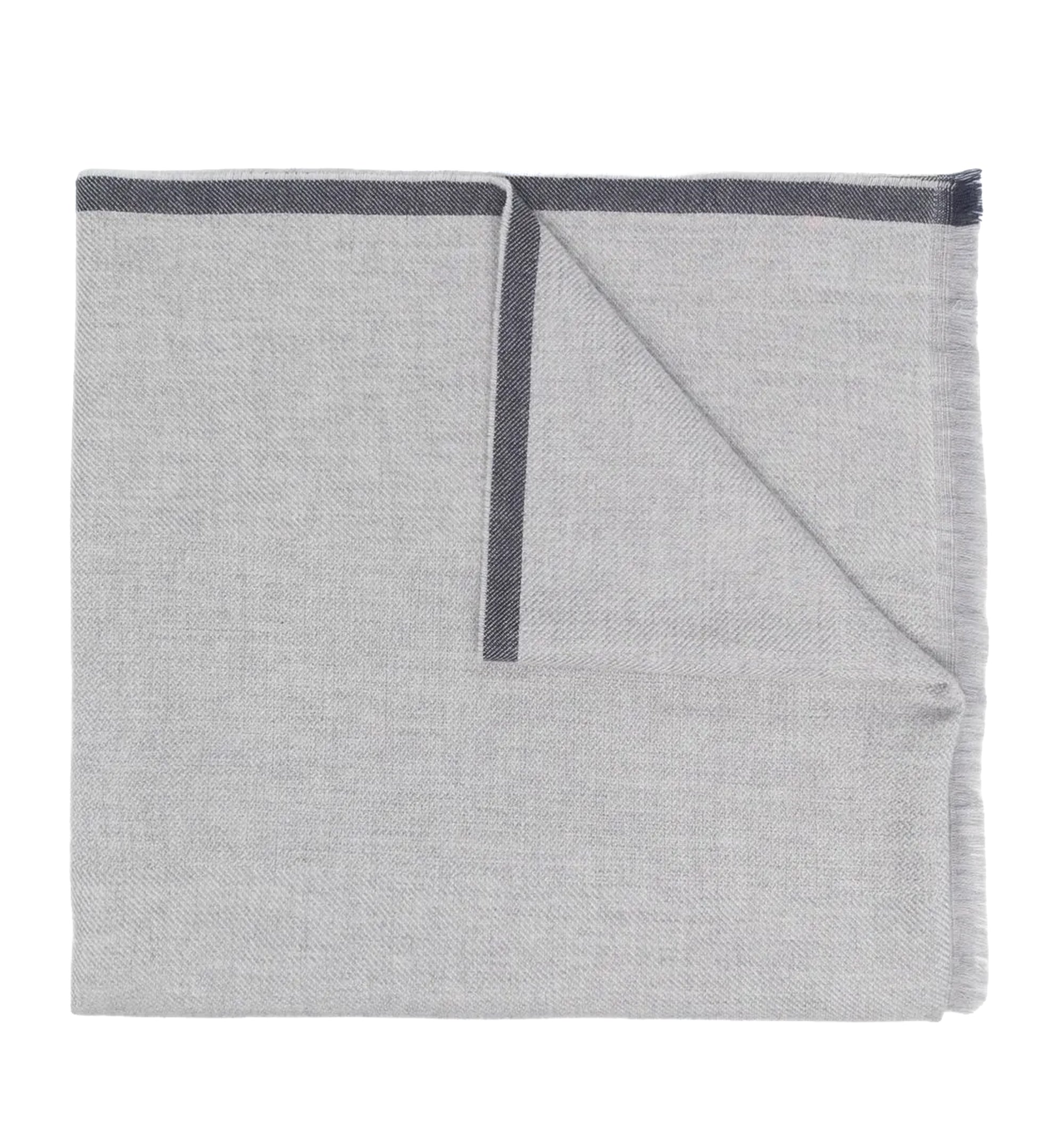 Contrast-trim frayed-edge scarf