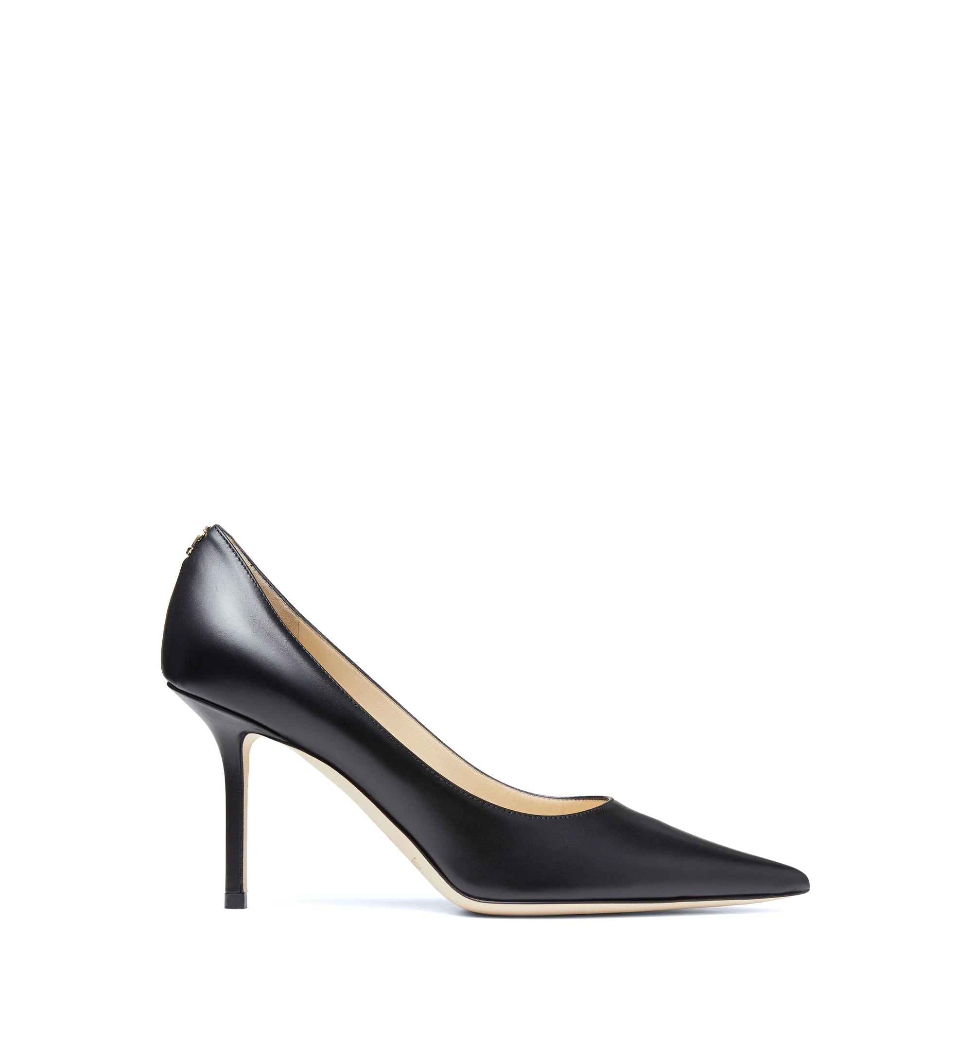 Love 85 Black Calf Leather Pumps with JC Emblem