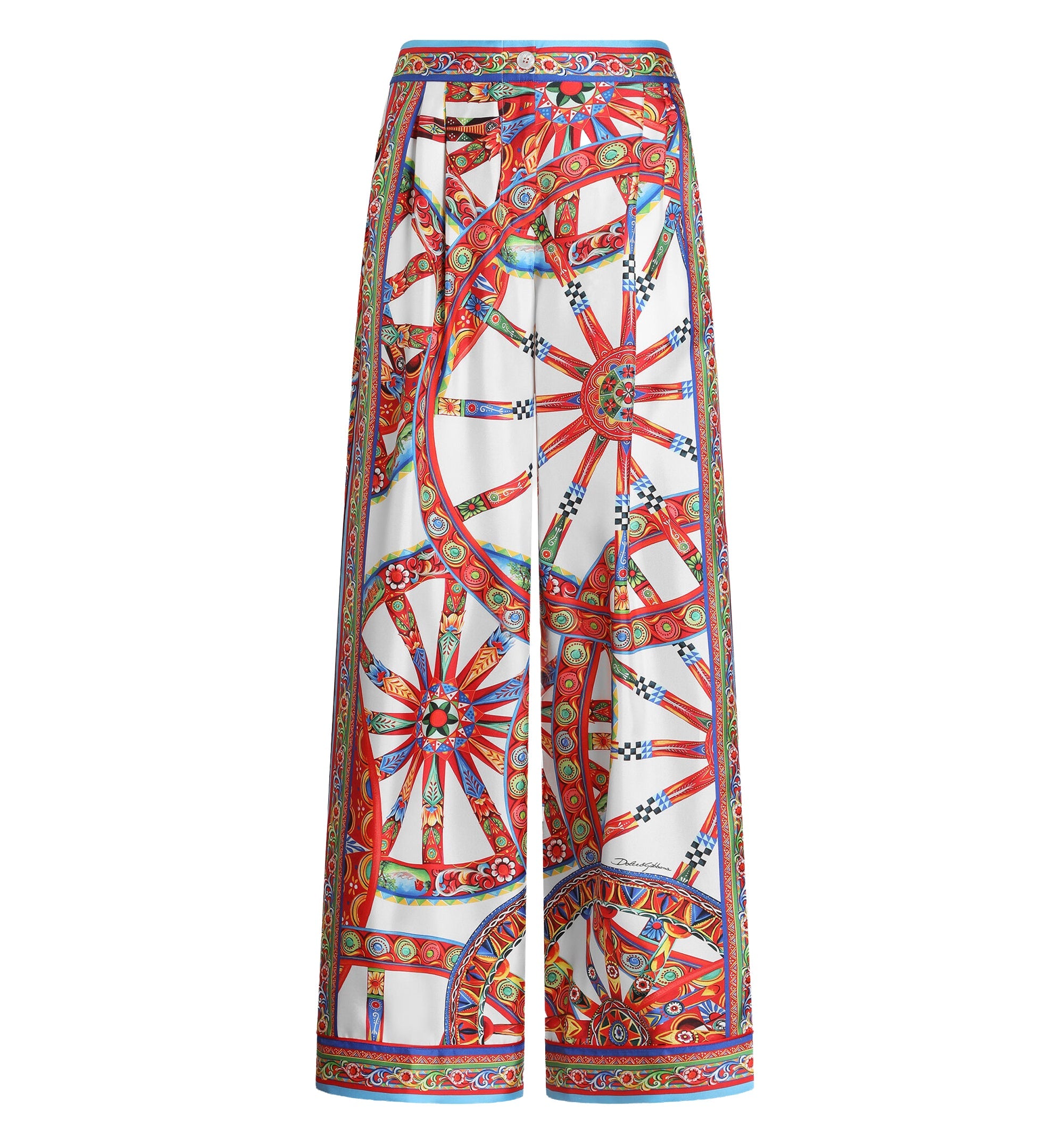 Carretto-print silk twill vanity trousers