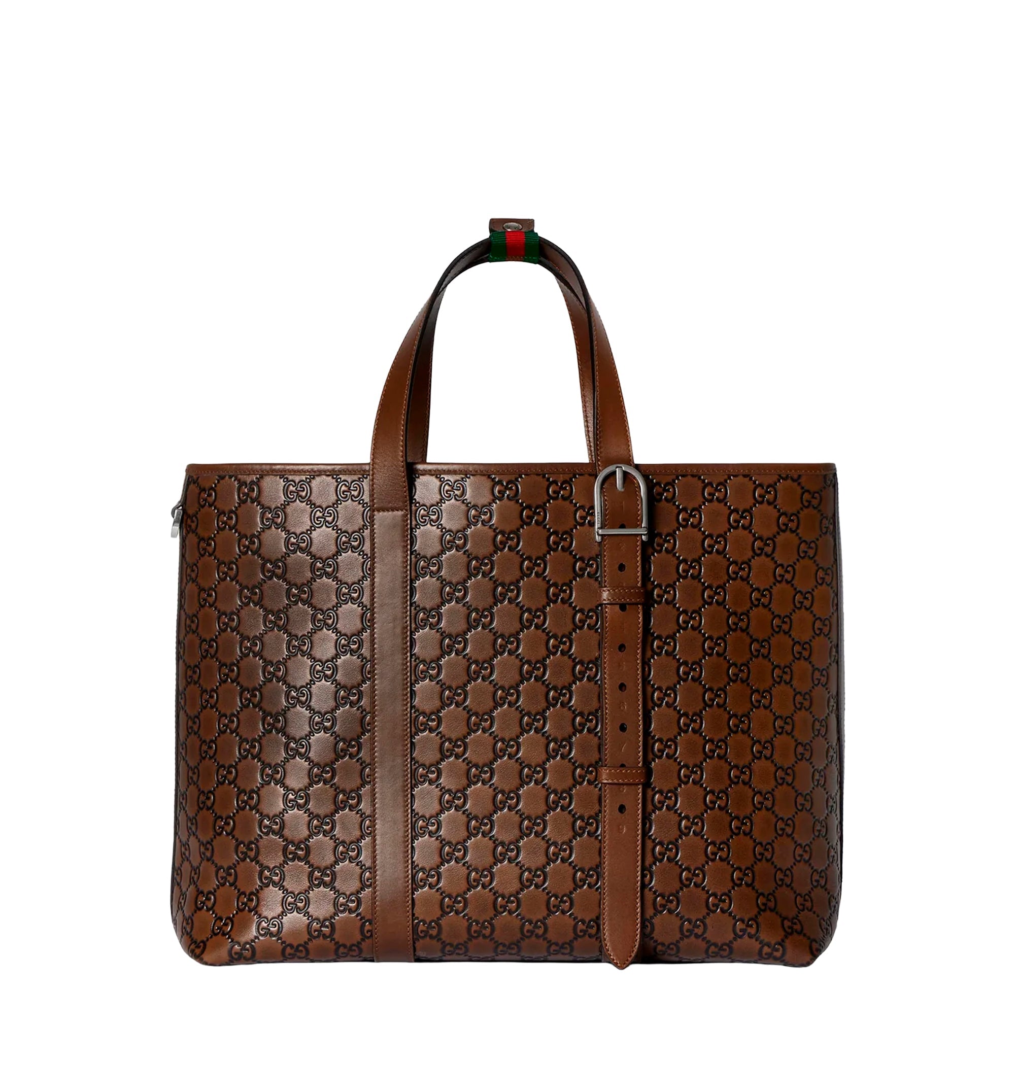 GG Emblem leather shopping bag
