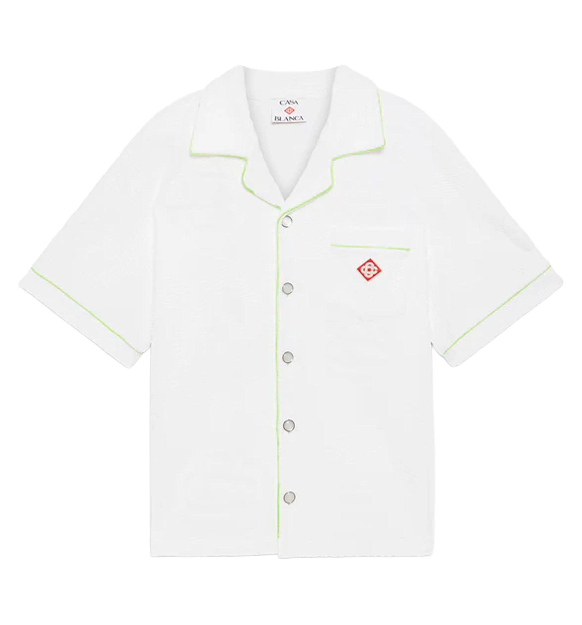 White Towelling Monogram Short Sleeve Shirt