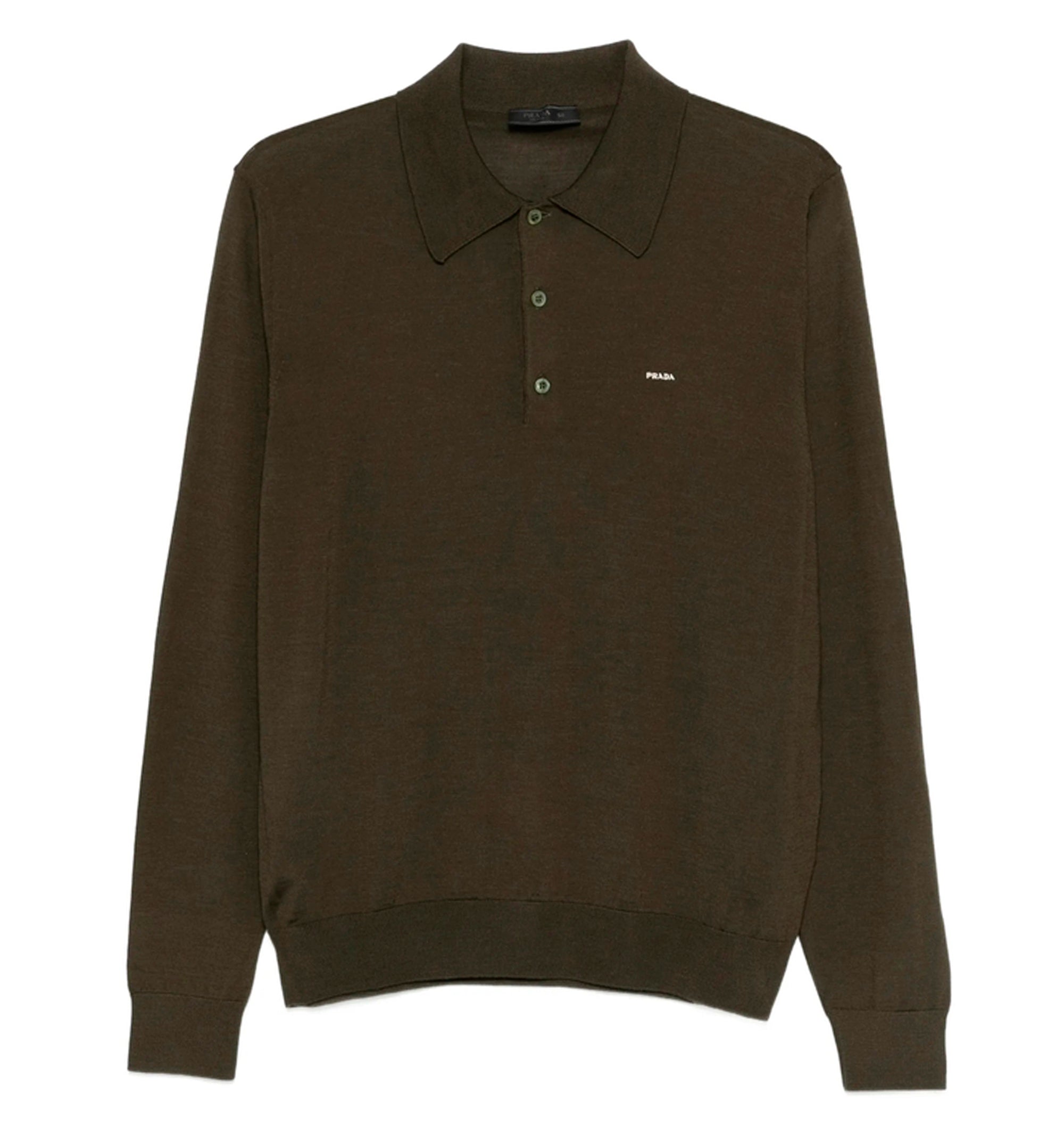 Long-sleeved superfine wool polo sweater